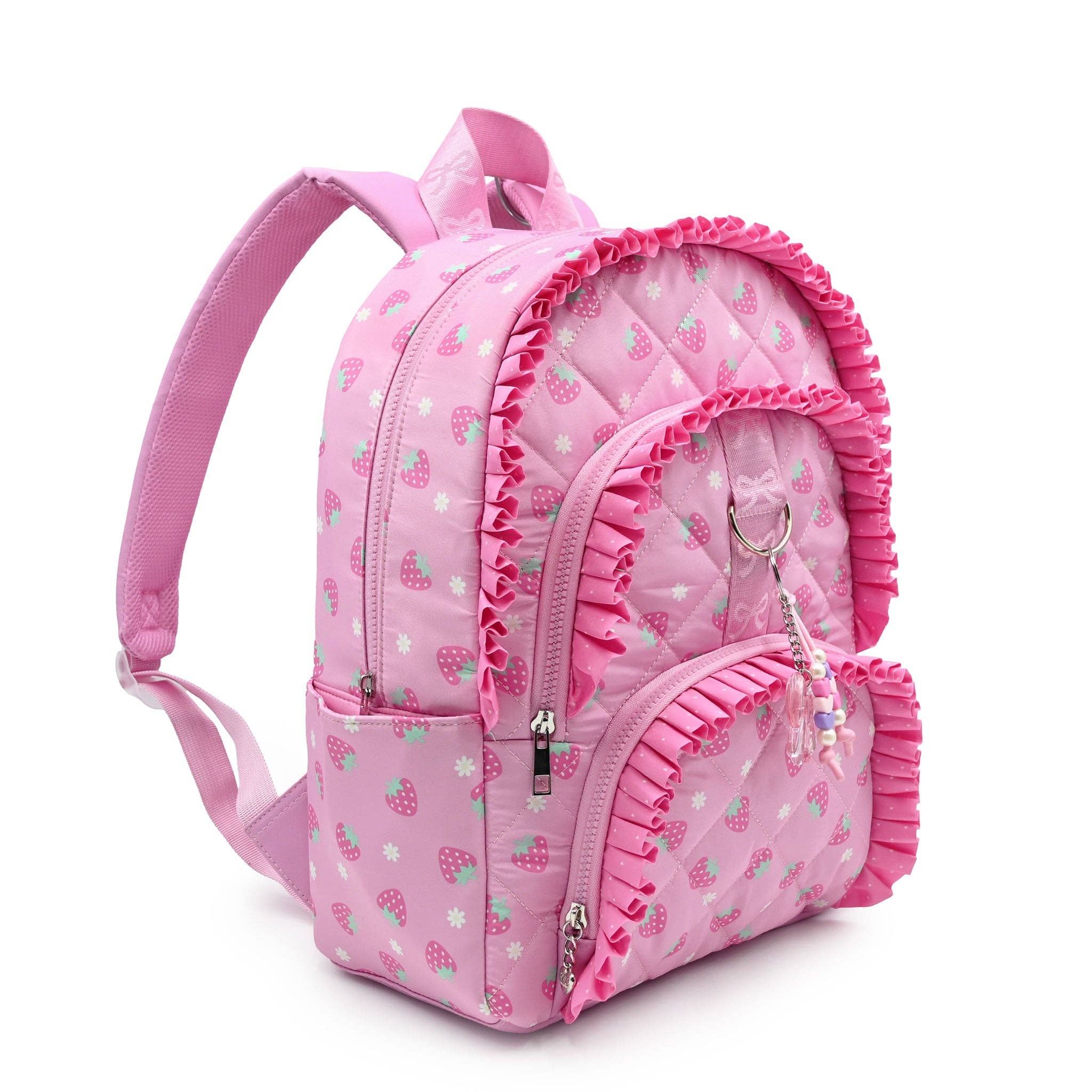 Strawberry & Ruffle Quilted Large Backpack