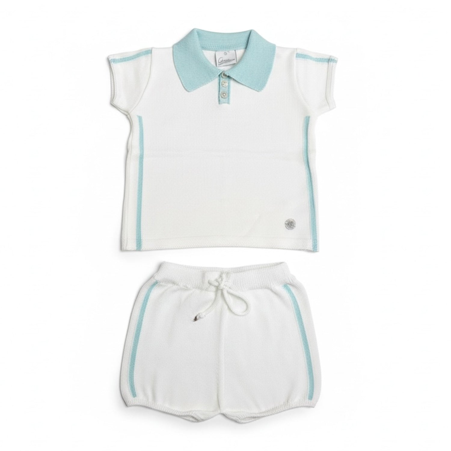 Turquoise Trim Polo Short Set