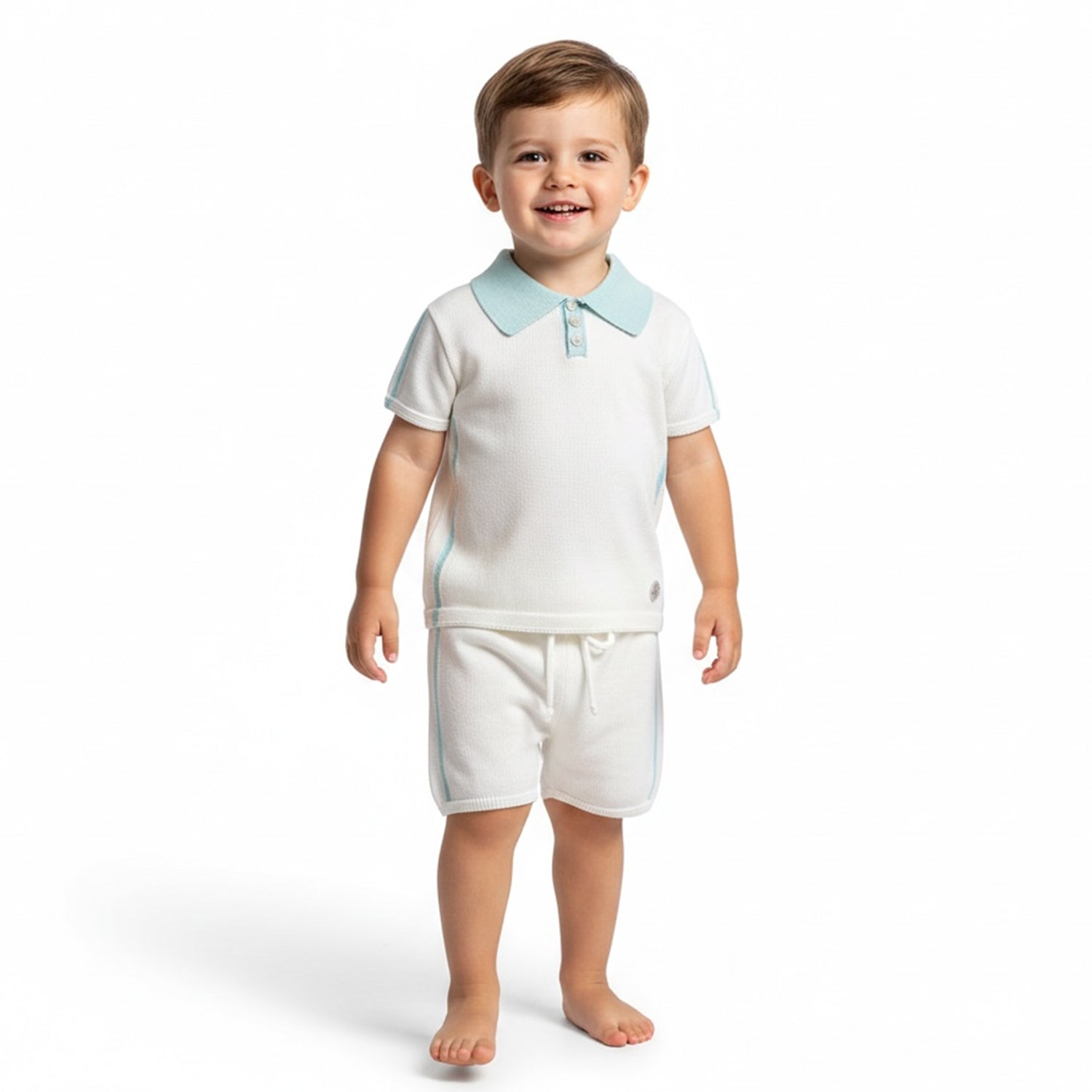 Turquoise Trim Polo Short Set