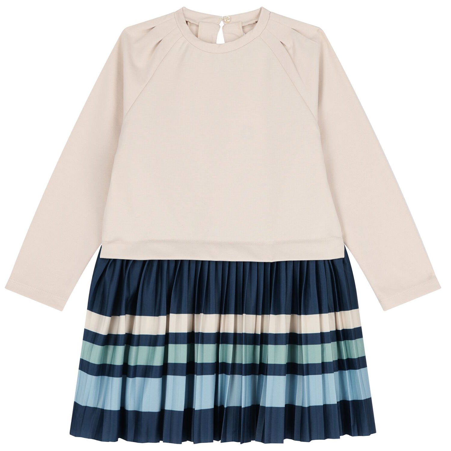 Beige Pleat Sweat Dress