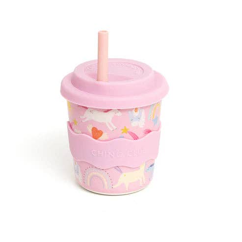 Pink Unicorn Chino Cup 8oz with Straw