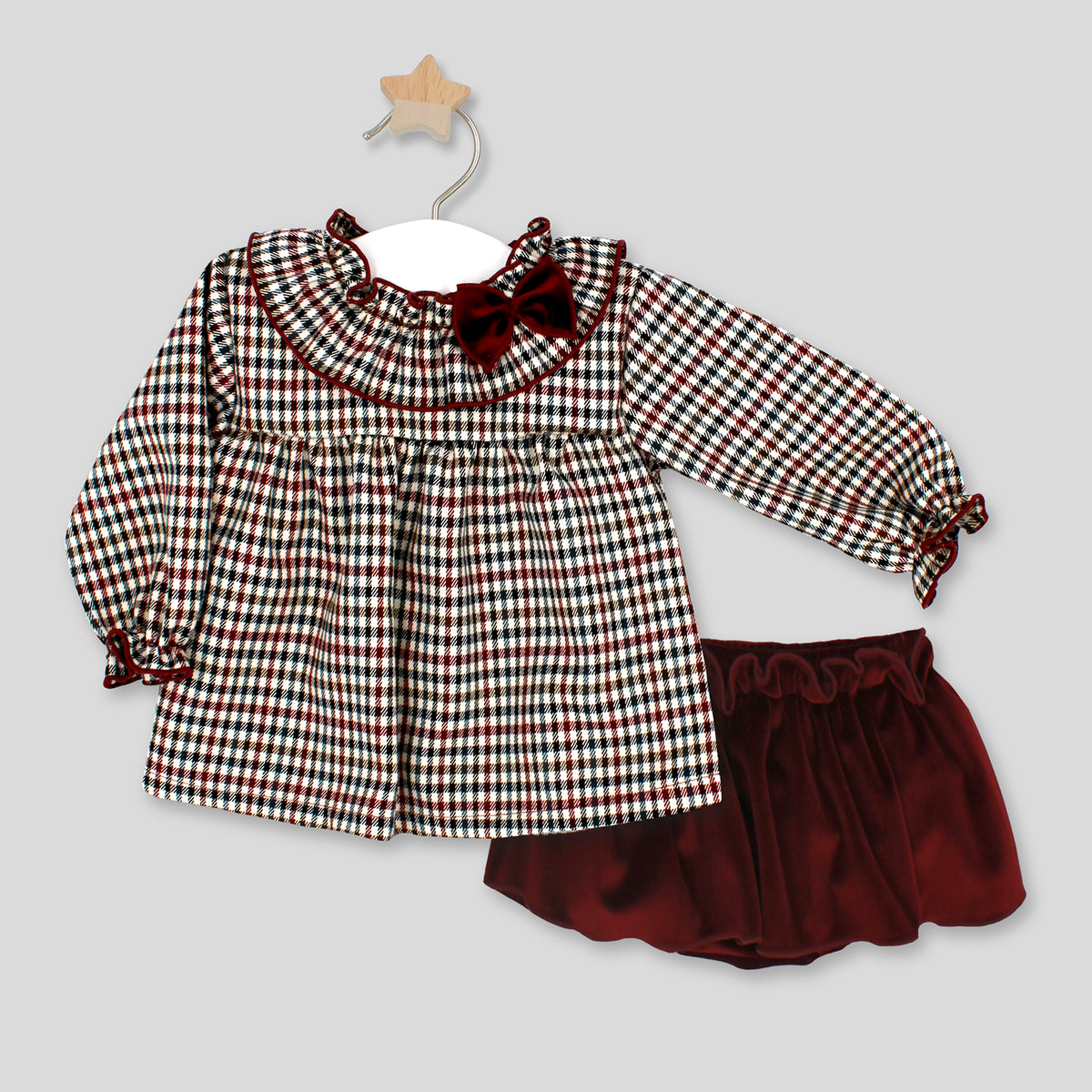 Burgundy & Green Check Bloomer Set