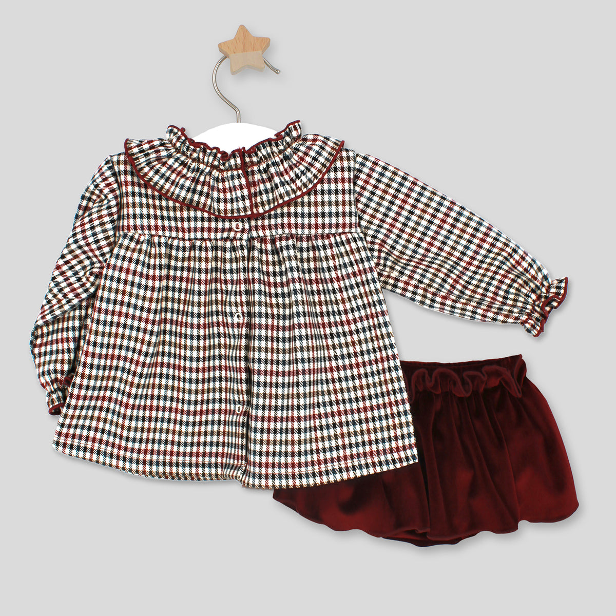 Burgundy & Green Check Bloomer Set