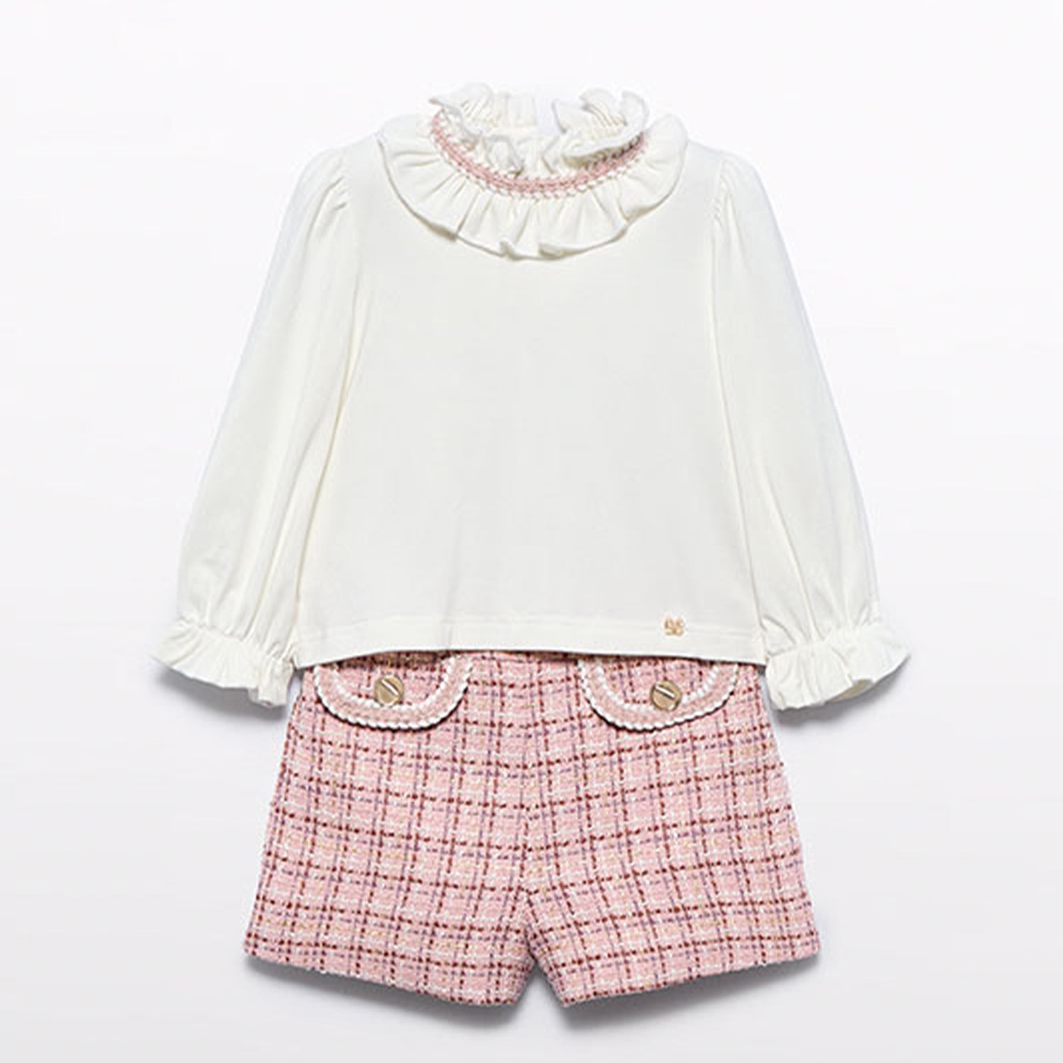 Tweed Ivory Blouse & Short Set