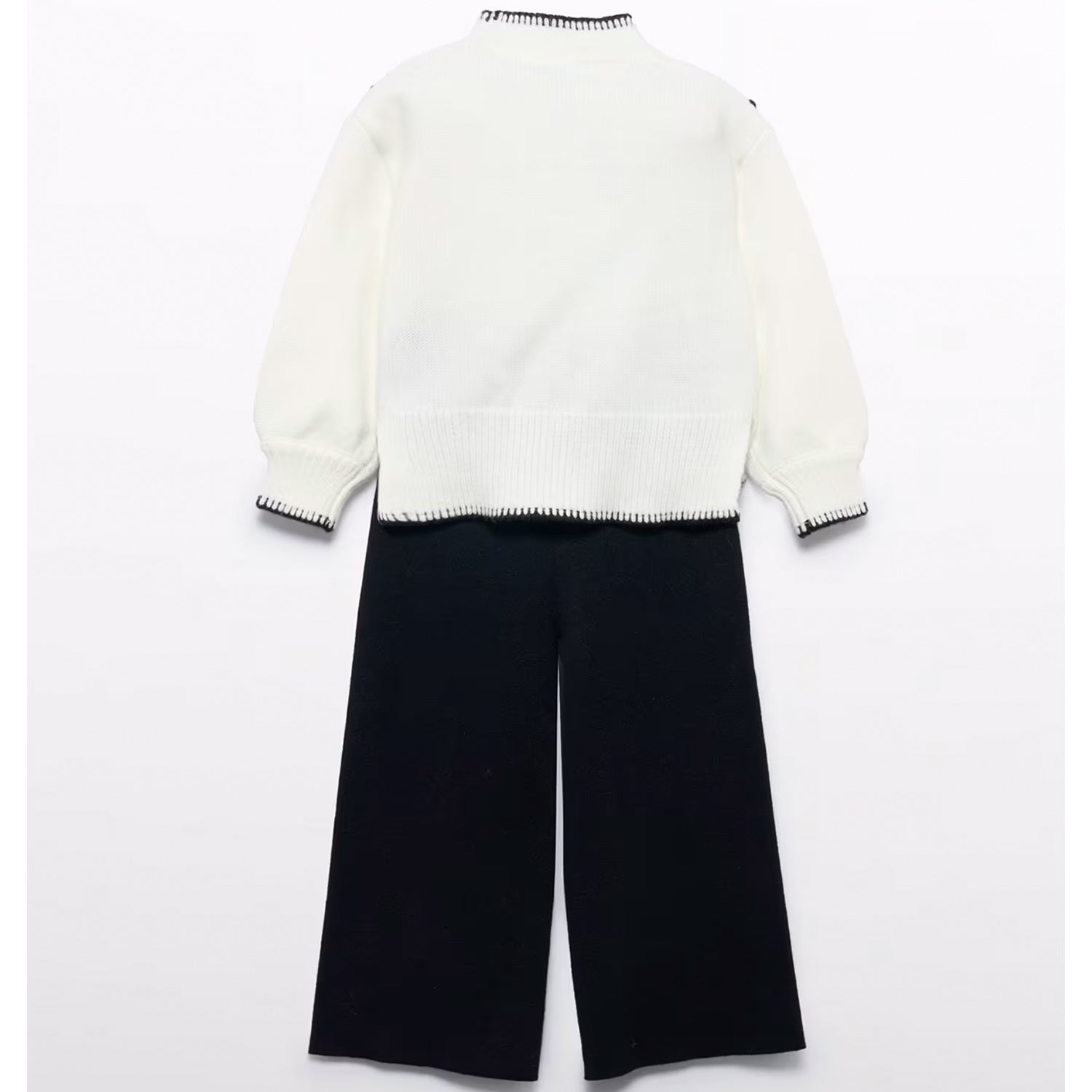 Black & Cream Knitted Flare Set