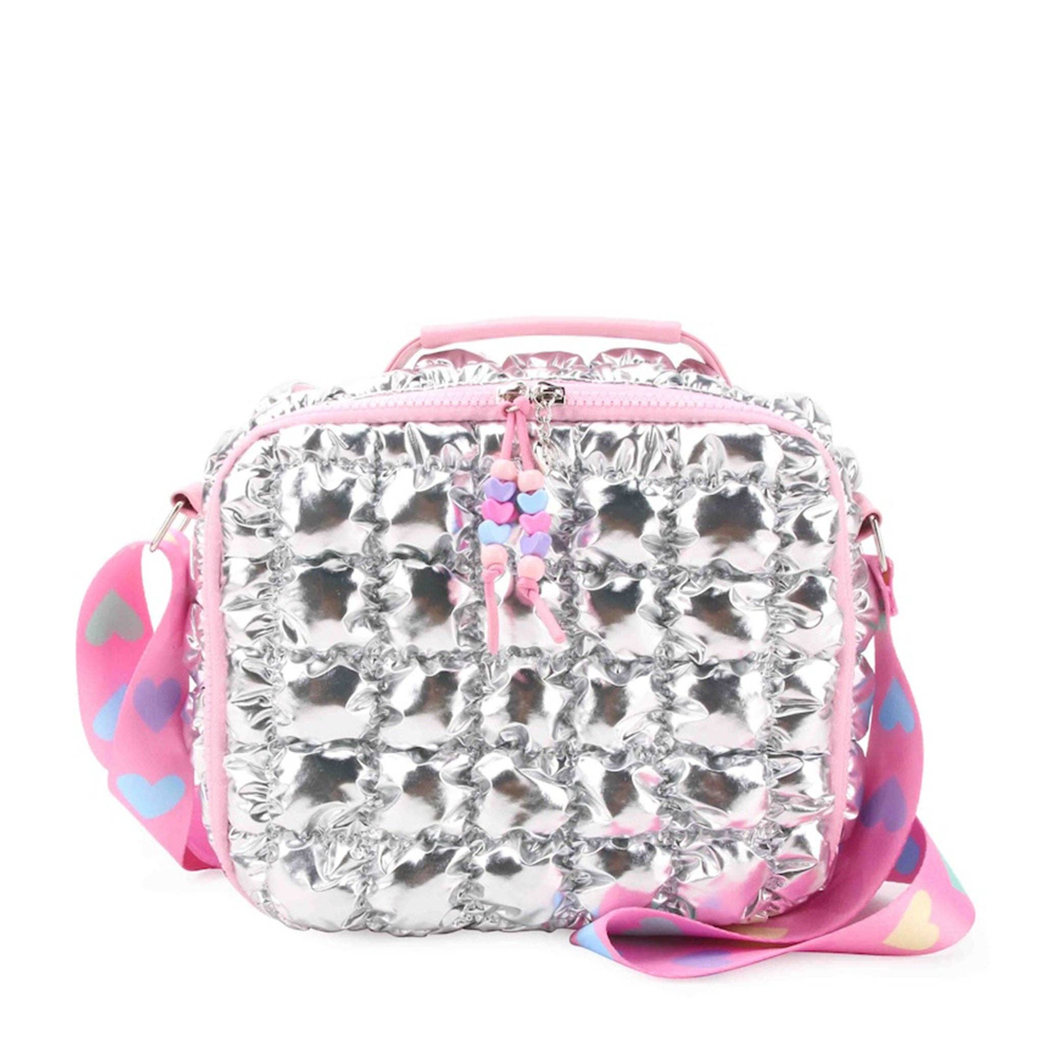 Quilted Scrunchies Metallic Silver Lunch Bag