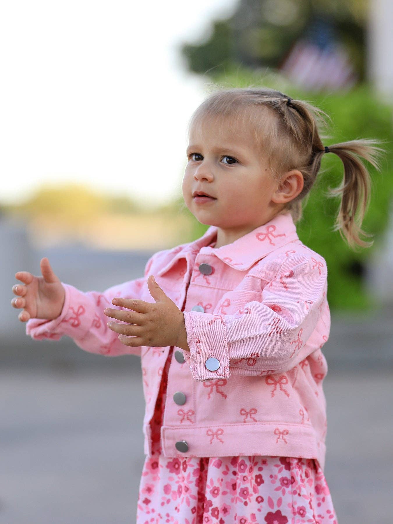 Pink Bow Girls Denim Jacket