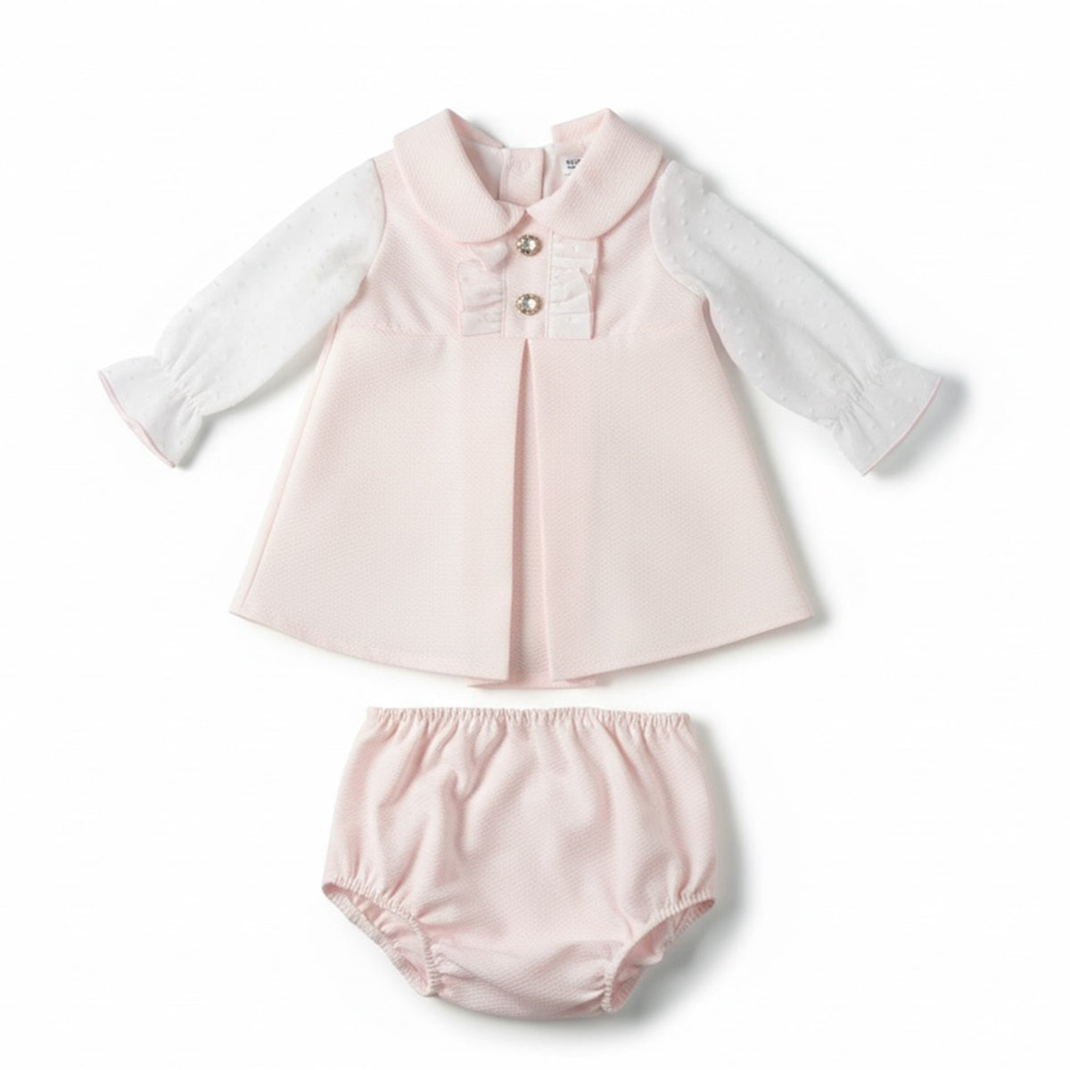 Baby Girls Pink Plumeti Trim Dress