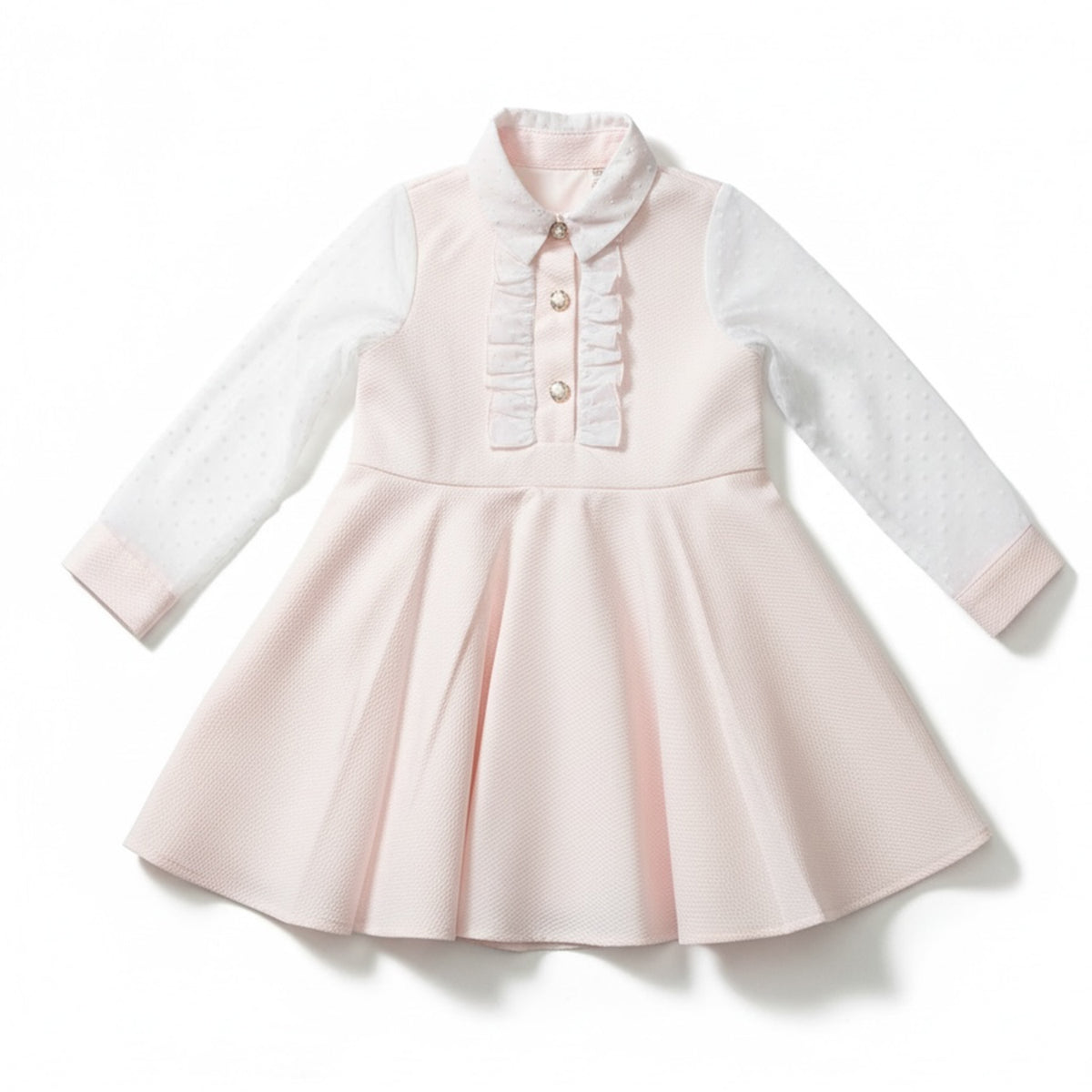 Girls Pink Plumeti Trim Dress