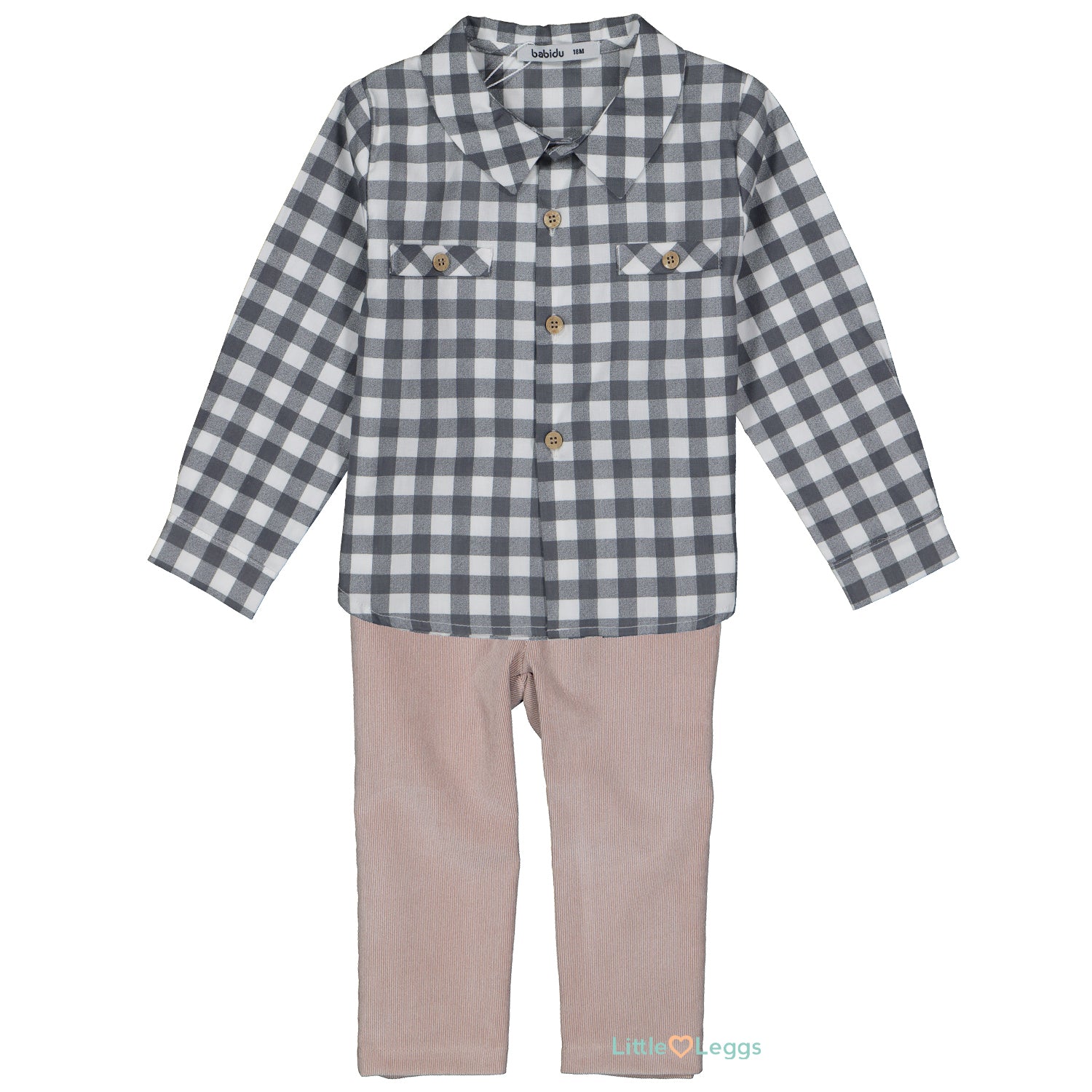 Grey Check Shirt and Trouser Set