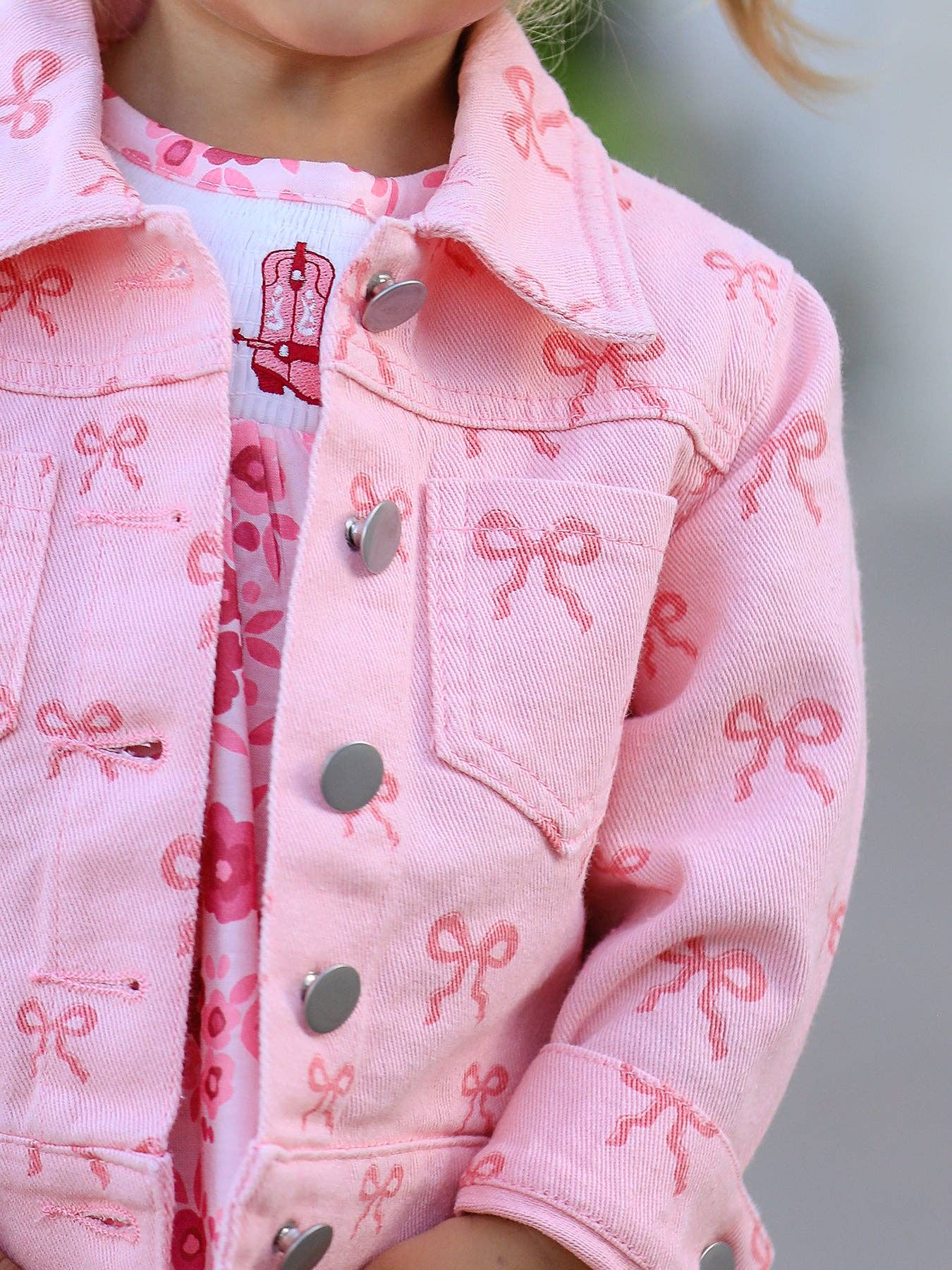Pink Bow Girls Denim Jacket