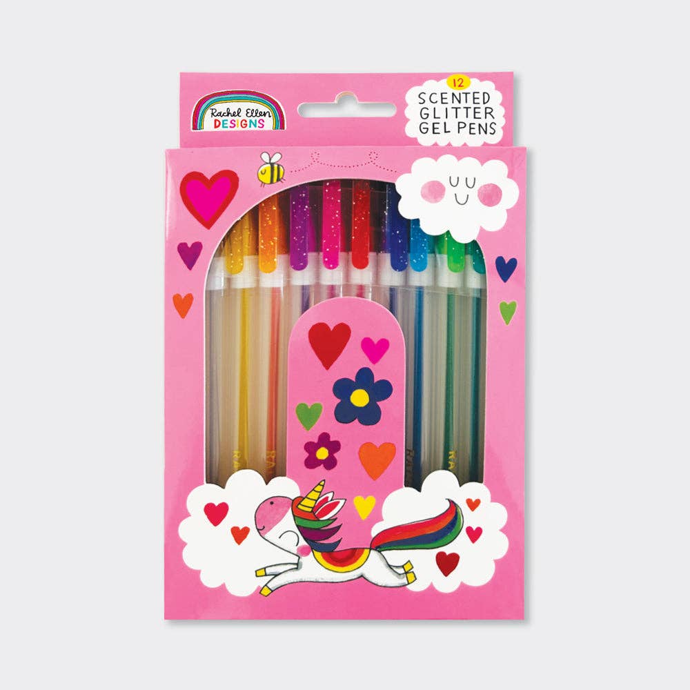 Scented Glitter Gel Pens - Moon & Rocket