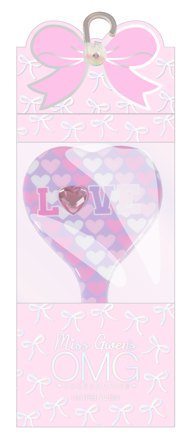 'Love' Heart Printed Heart Shaped Hairbrush