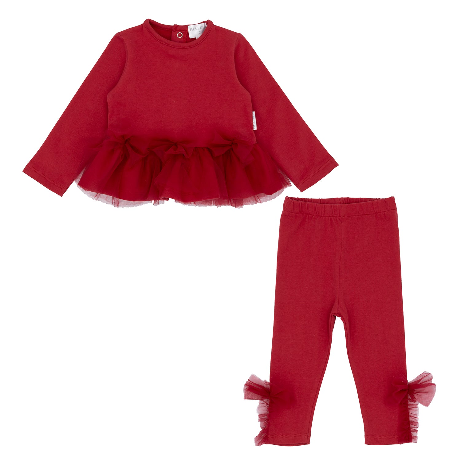 Red Tulle Bow Legging Set