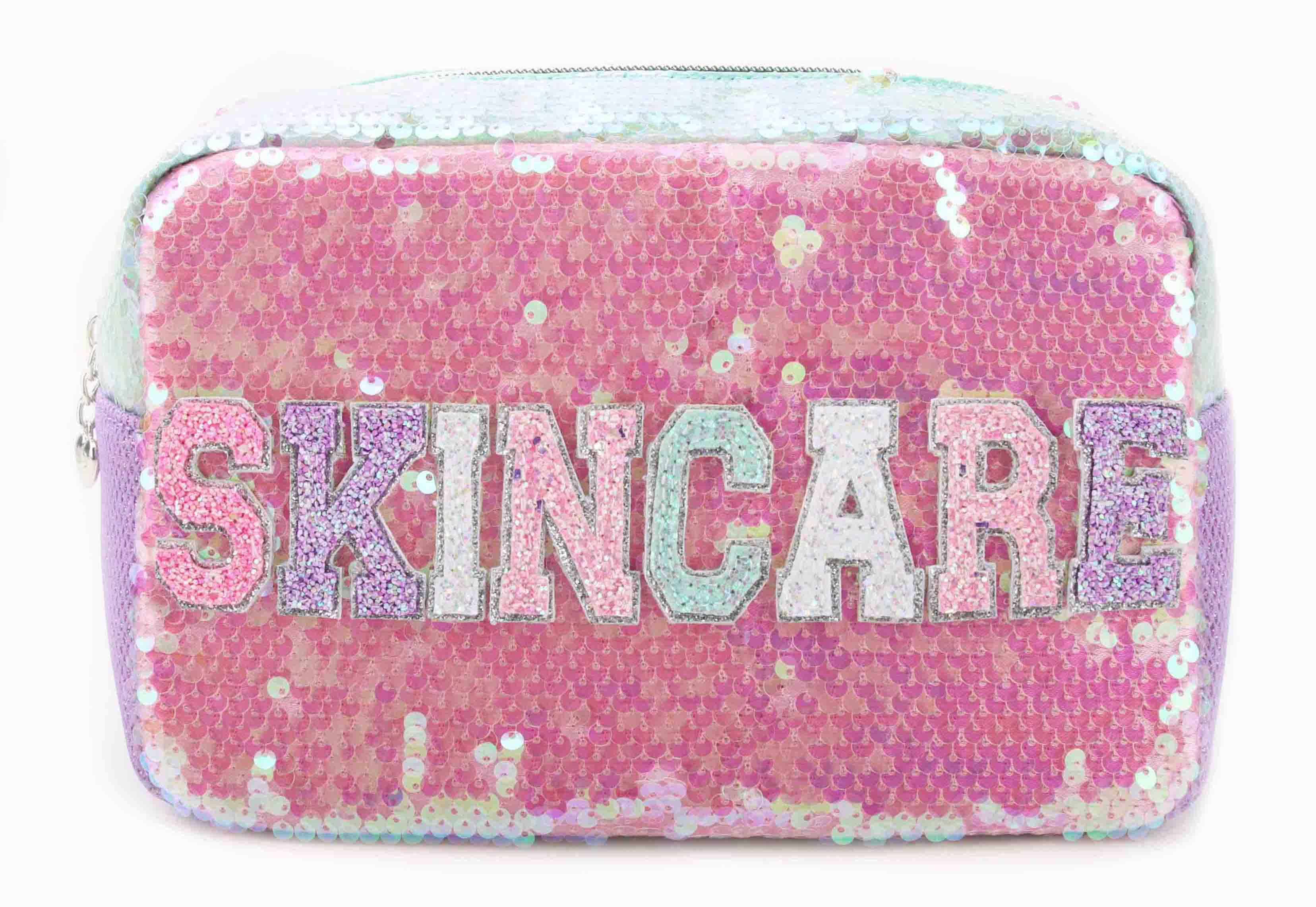 'Skincare' Sequins Color Block Pouch