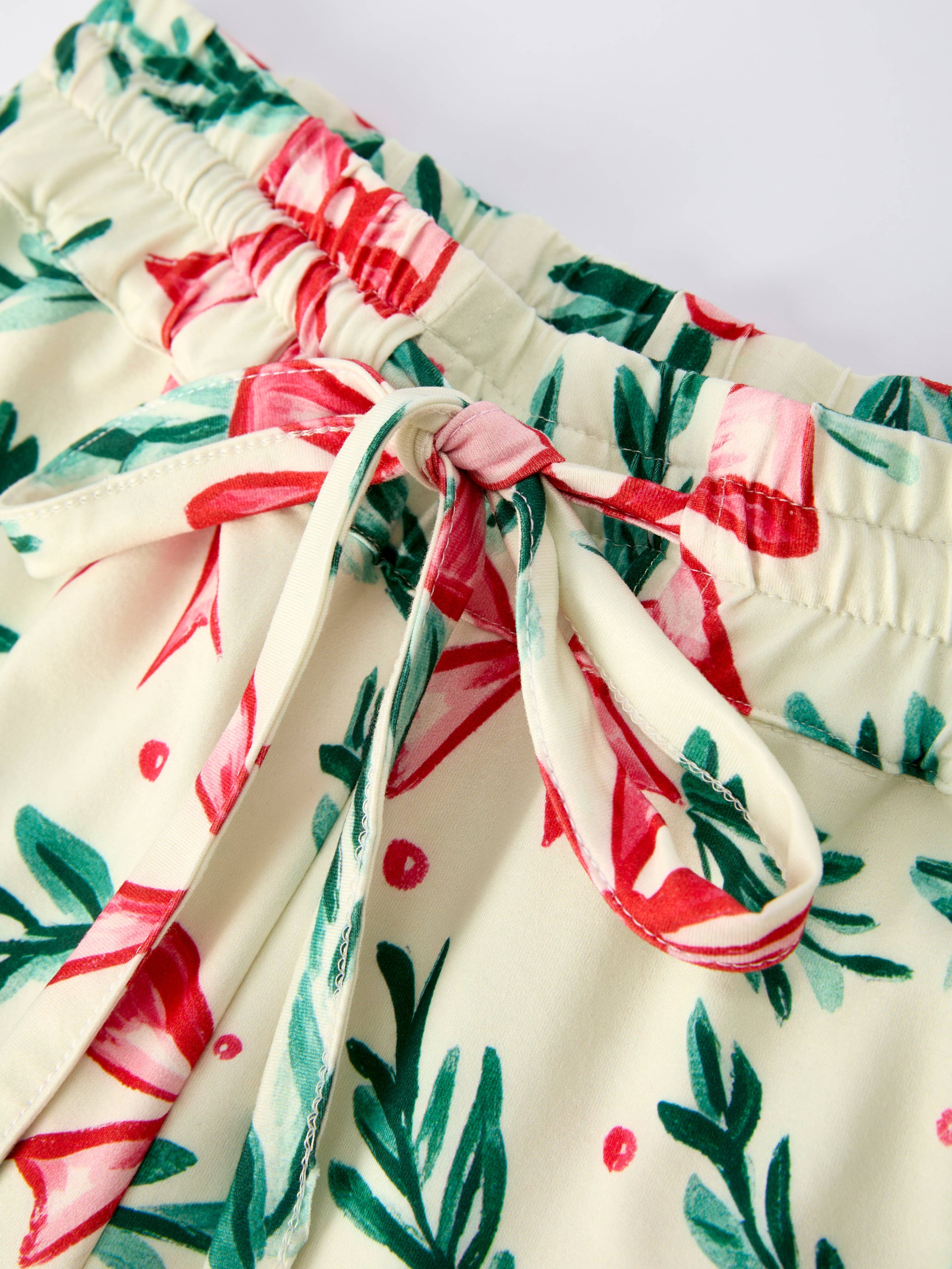 Mommy & Me Matching Christmas Bow and Holly Print Pyjamas - PRE ORDER