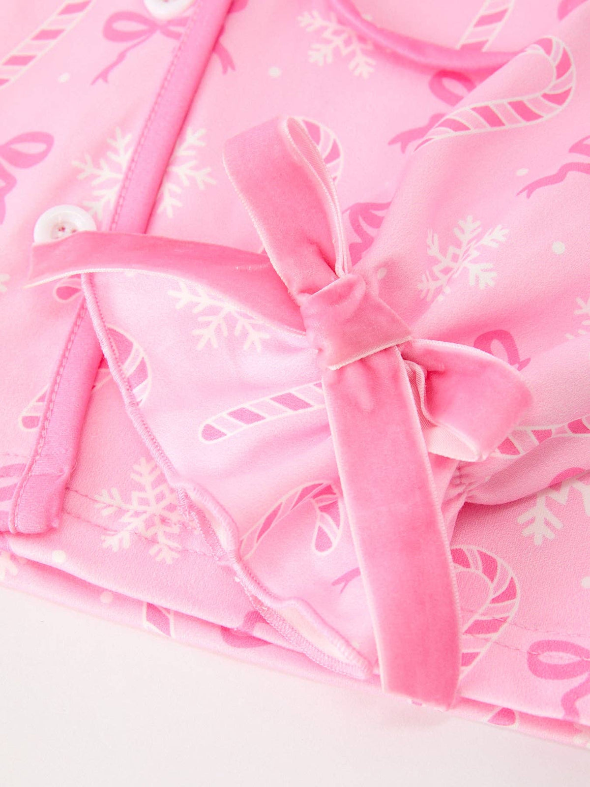 Mommy and Me Pink Christmas Candy Cane Print Pajama Set