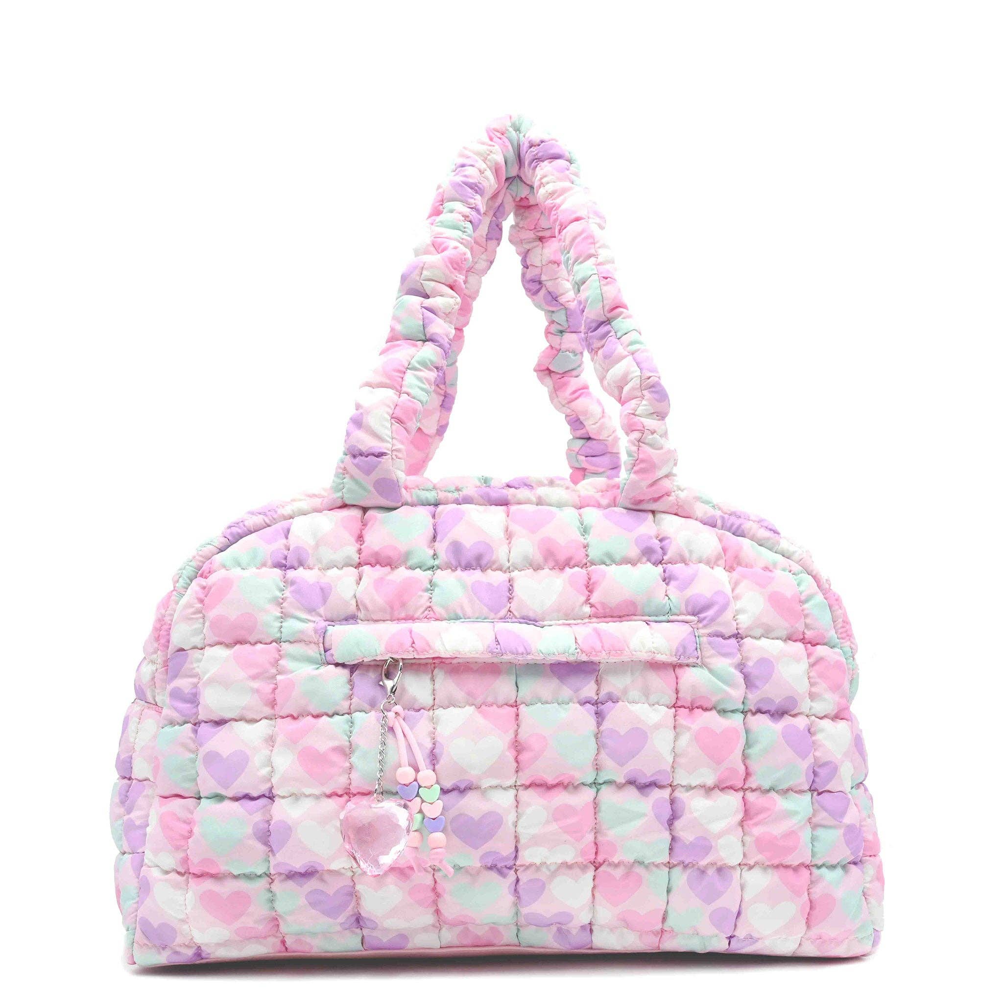 Quilted Scrunchies Heart Printed Medium Duffle Bag