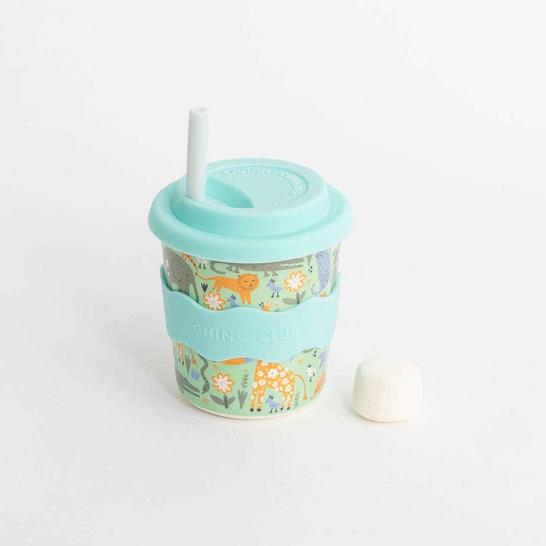 Wild Animal Chino Cup 8oz with Straw