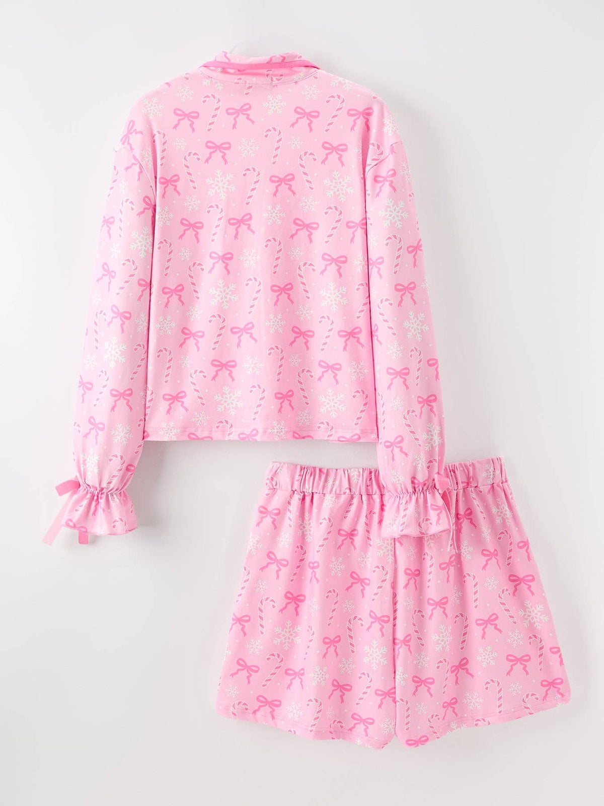 Mommy and Me Pink Christmas Candy Cane Print Pajama Set