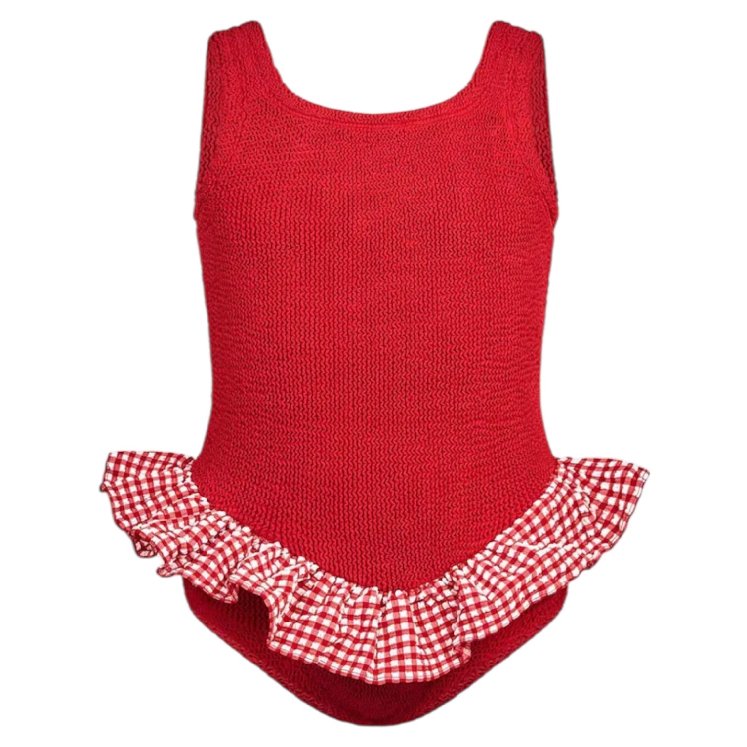 Denise Red Gingham Crinkle Swimsuit Kids