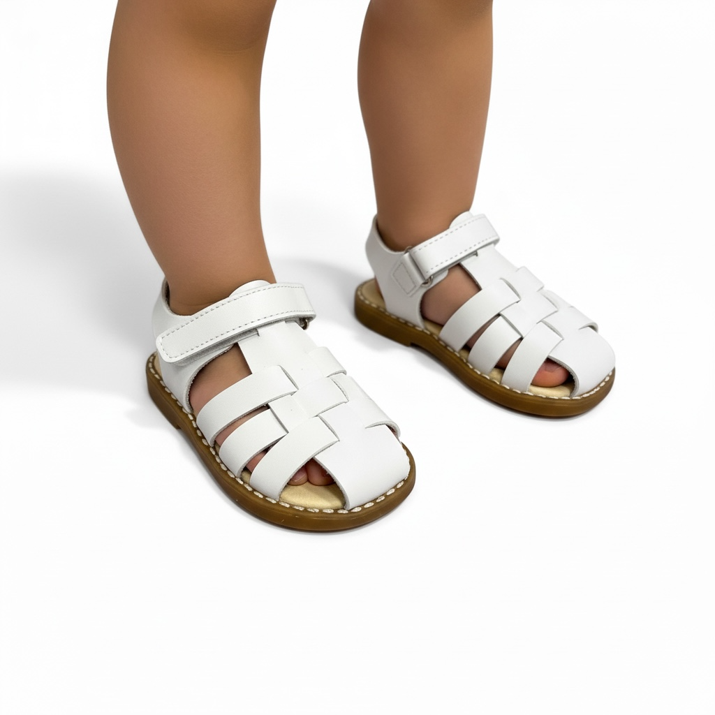 White Open Back Lattice Sandal