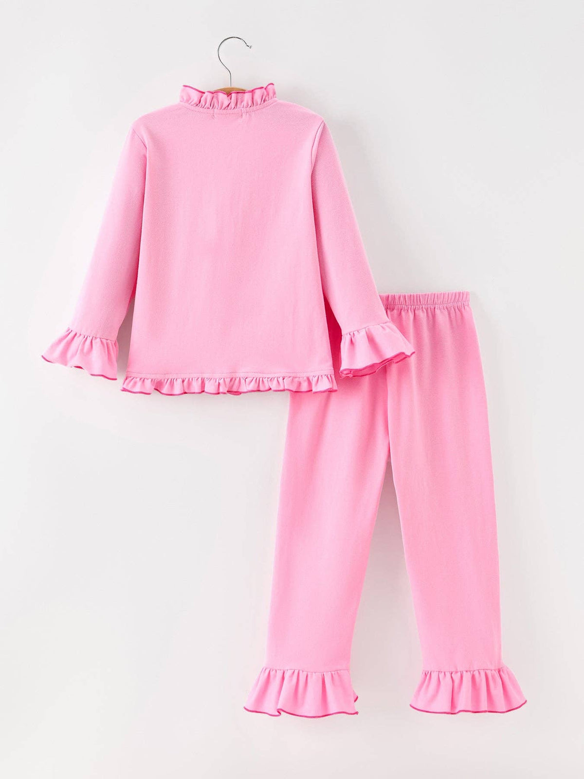 Christmas Santa Girls Pink Ruffle Pajamas