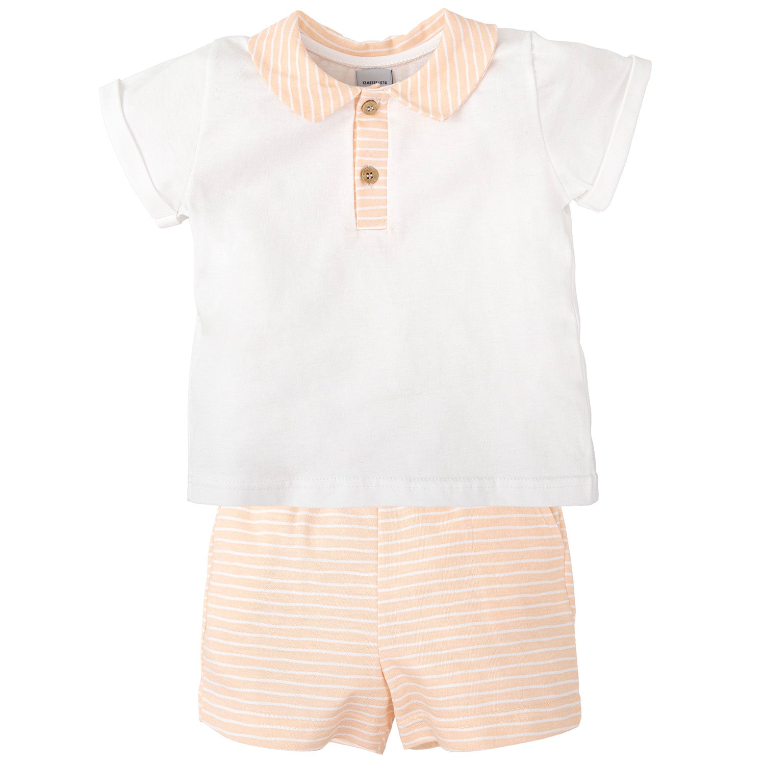 Peach Stripe Trim Short Set