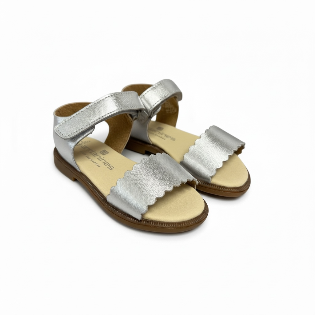 Silver Scallop Strap Sandal