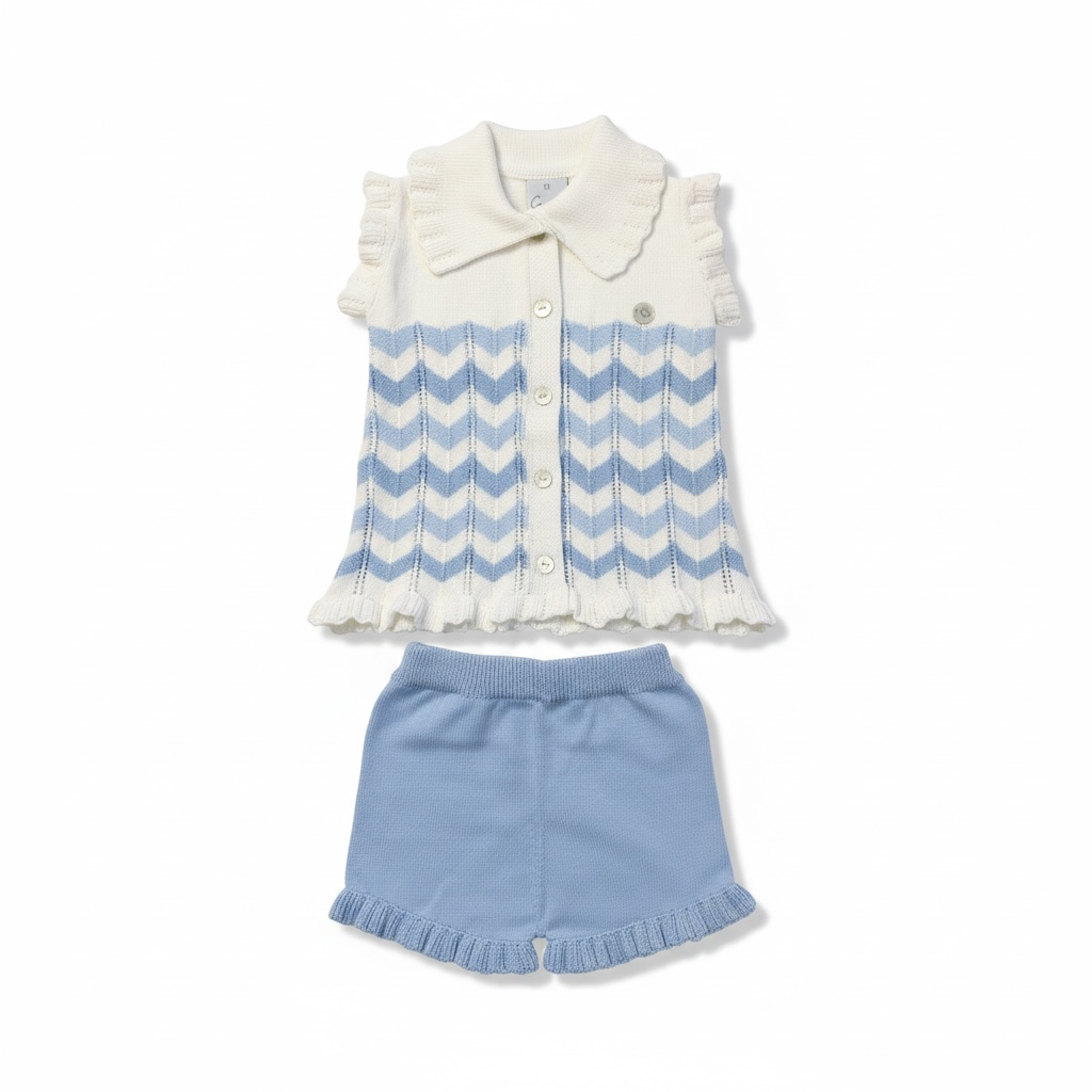 Powder Blue Zig Zag Short Set