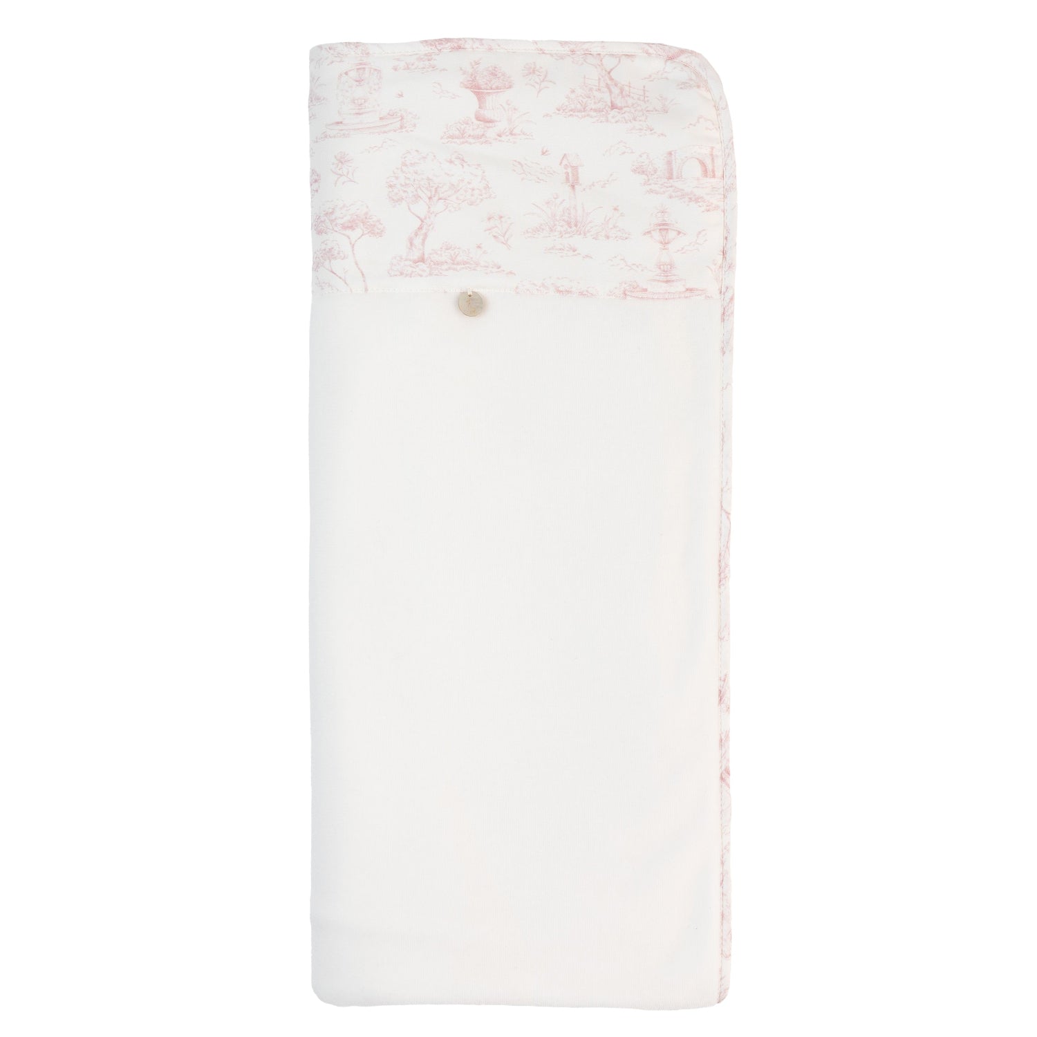 Ivory Velour & Faux Fur Toile De Jouy Print Trim Blanket