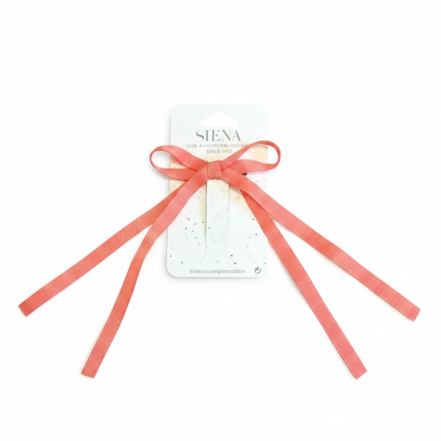 Coral Ribbon Bow Hair Clips