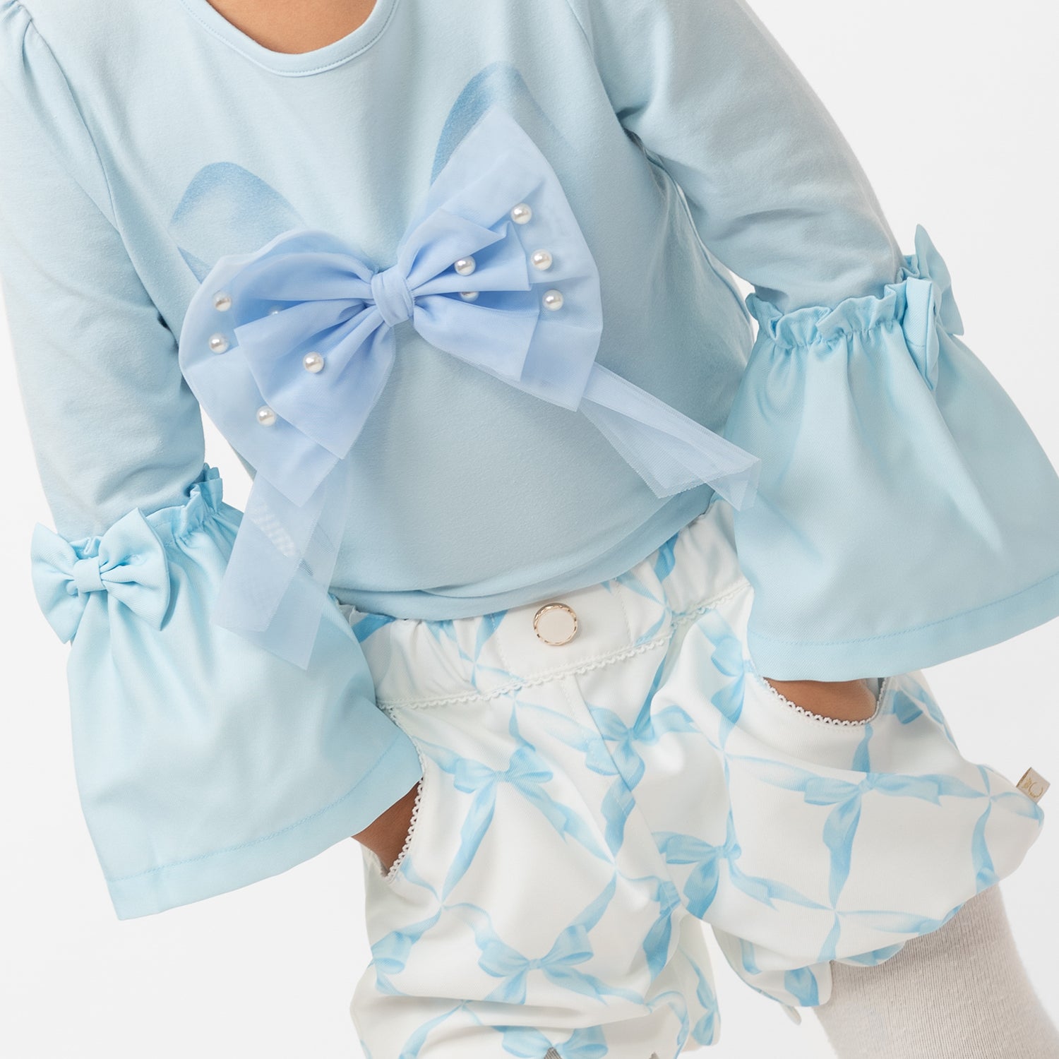 Blue Bow Short Set