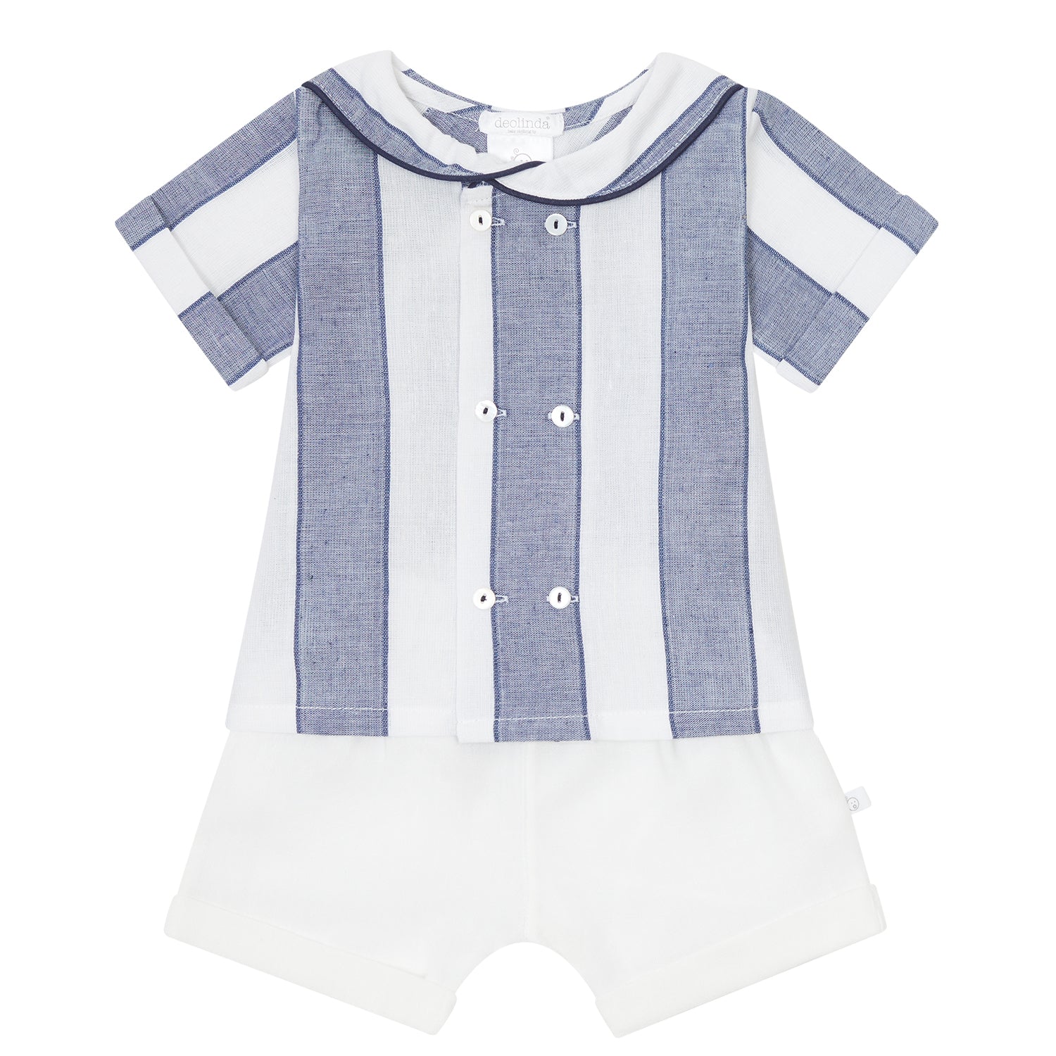 Blue Stripe Linen Shirt Set