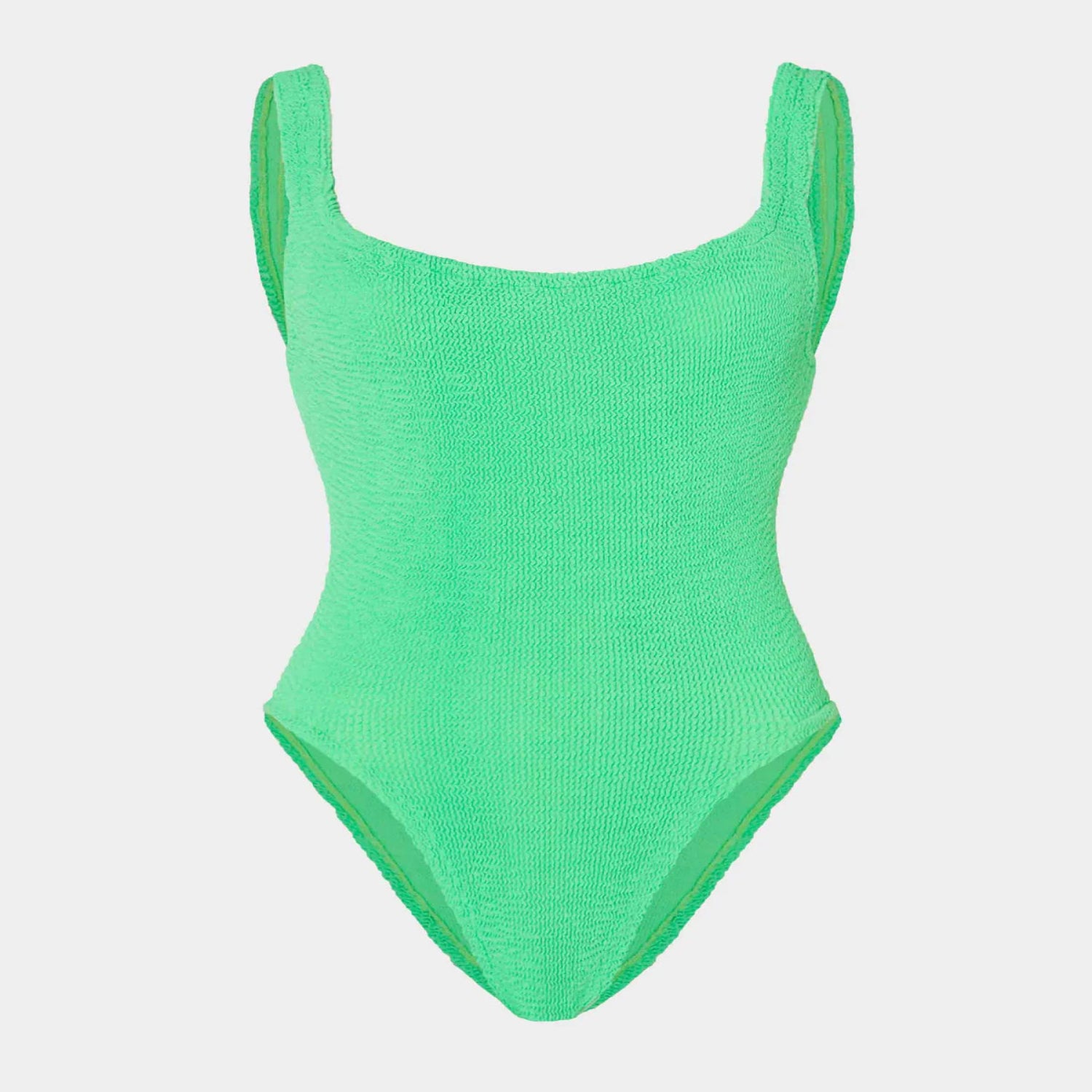 Square Neck Crinkle Swimsuit -Lime