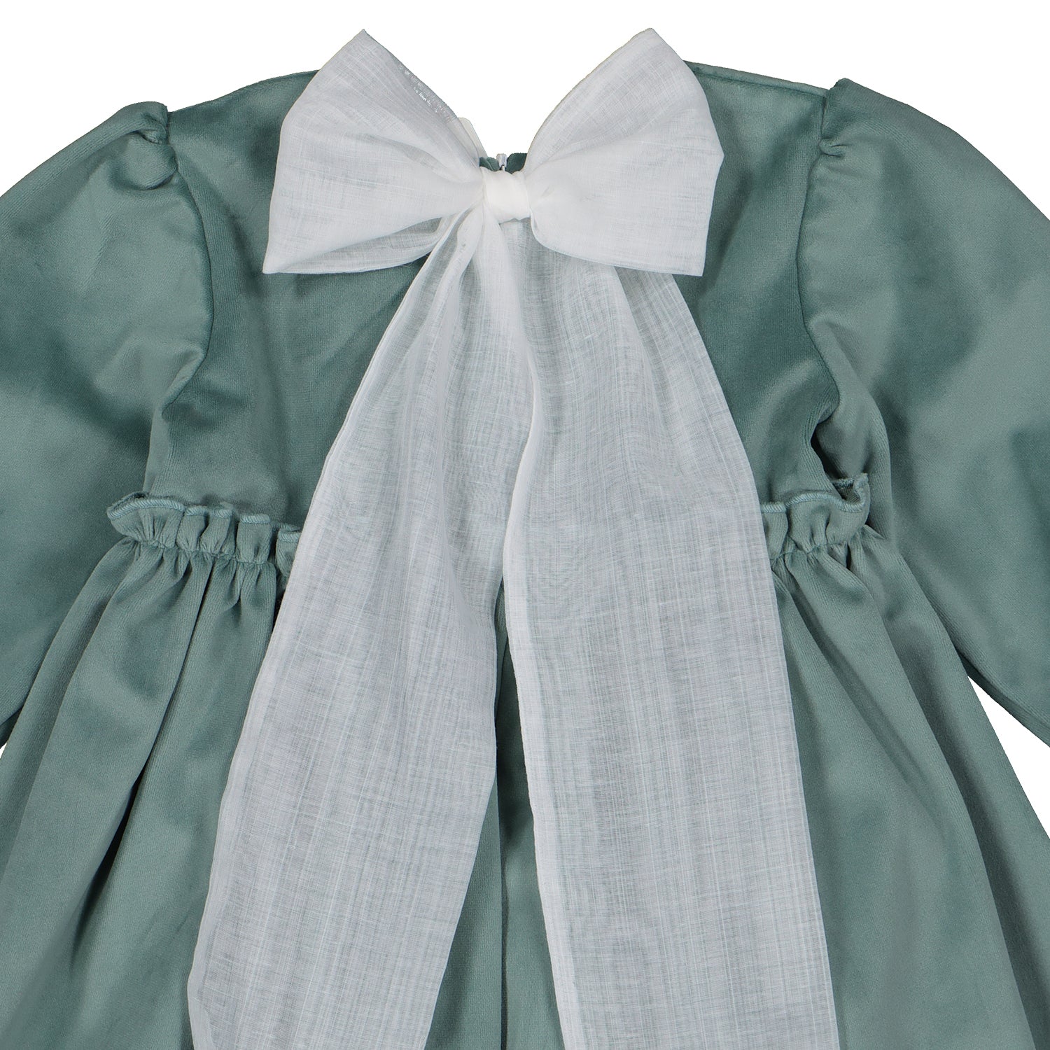 Sage Green Velvet Bow Dress
