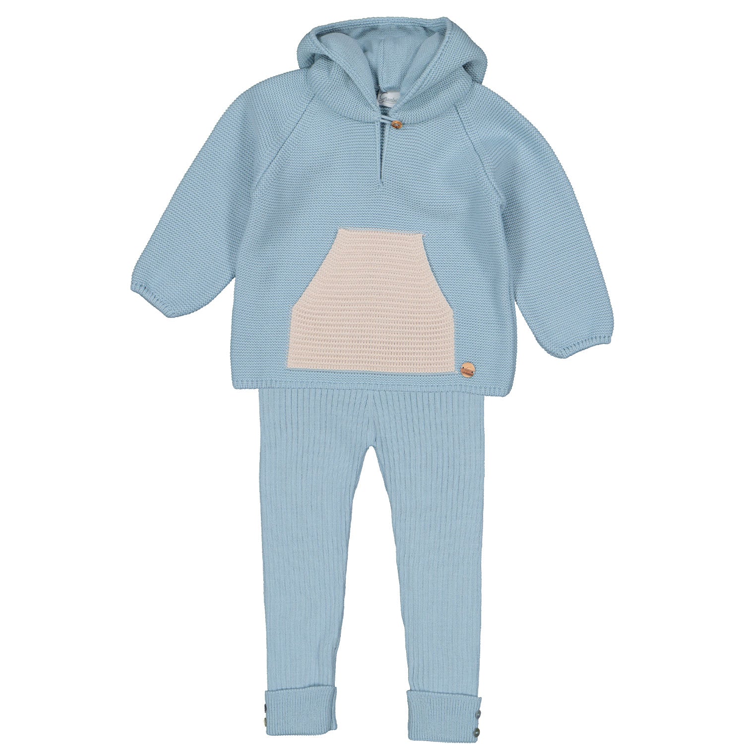 Blue Hooded Knit Outfit