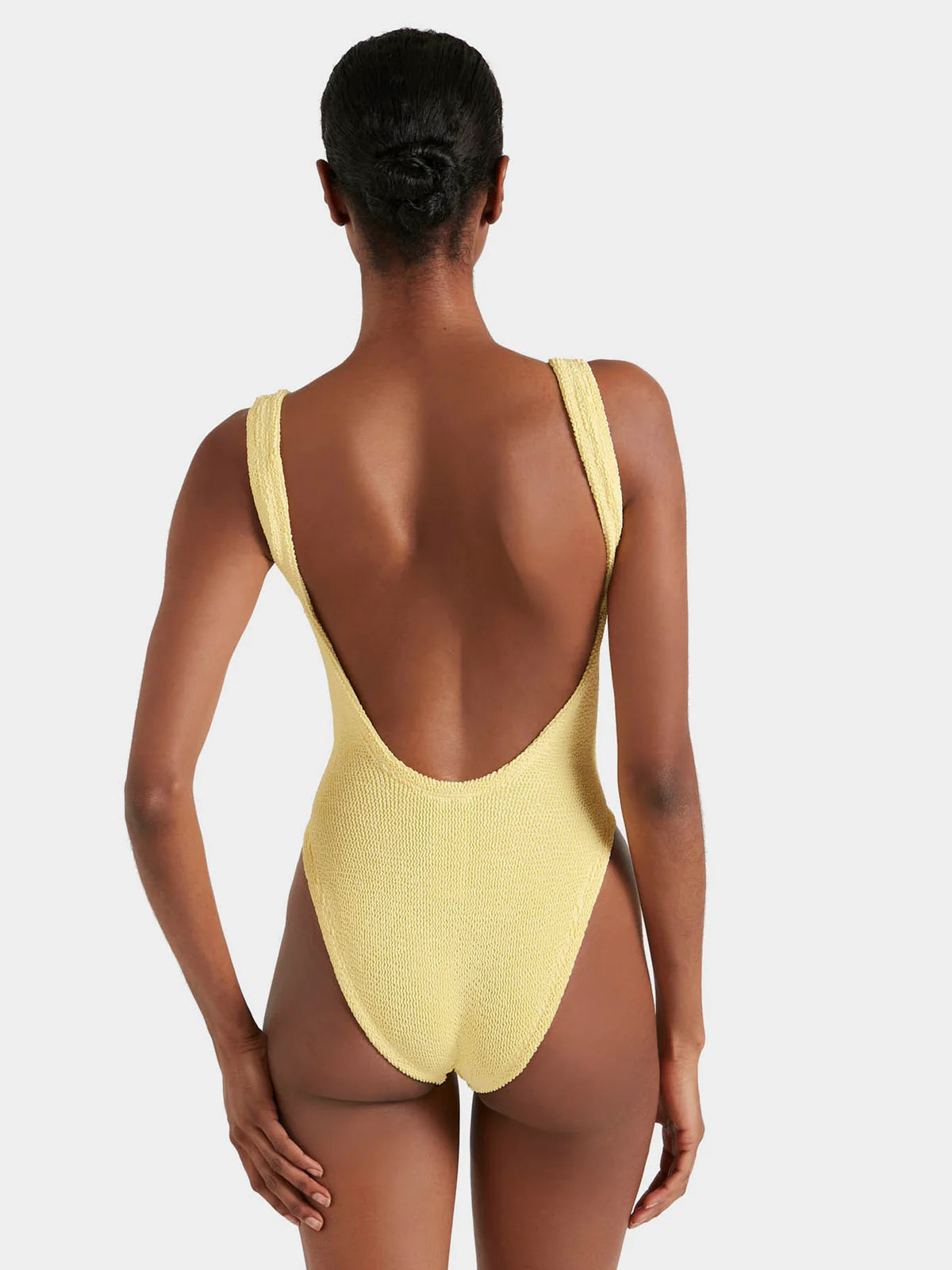 Square Neck Crinkle Swimsuit -Butter