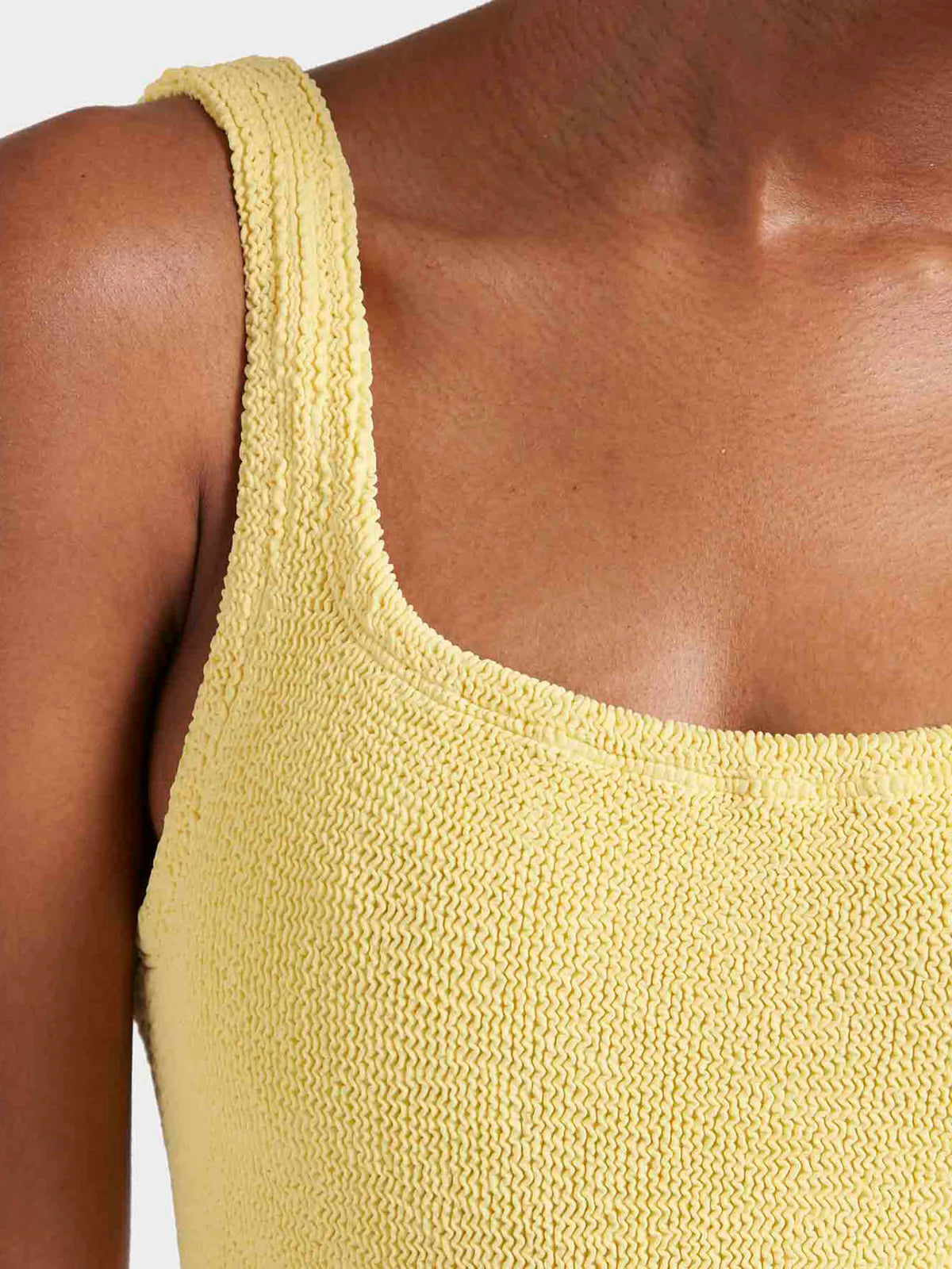 Square Neck Crinkle Swimsuit -Butter