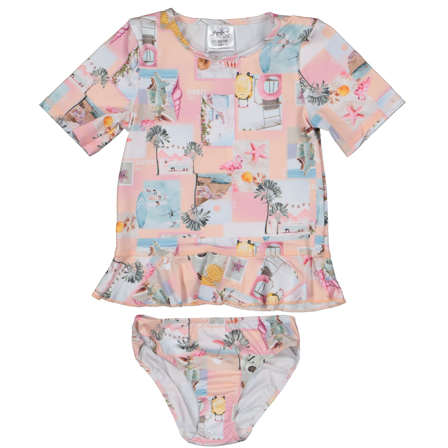 Short Sleeved Patterned Swim-Set