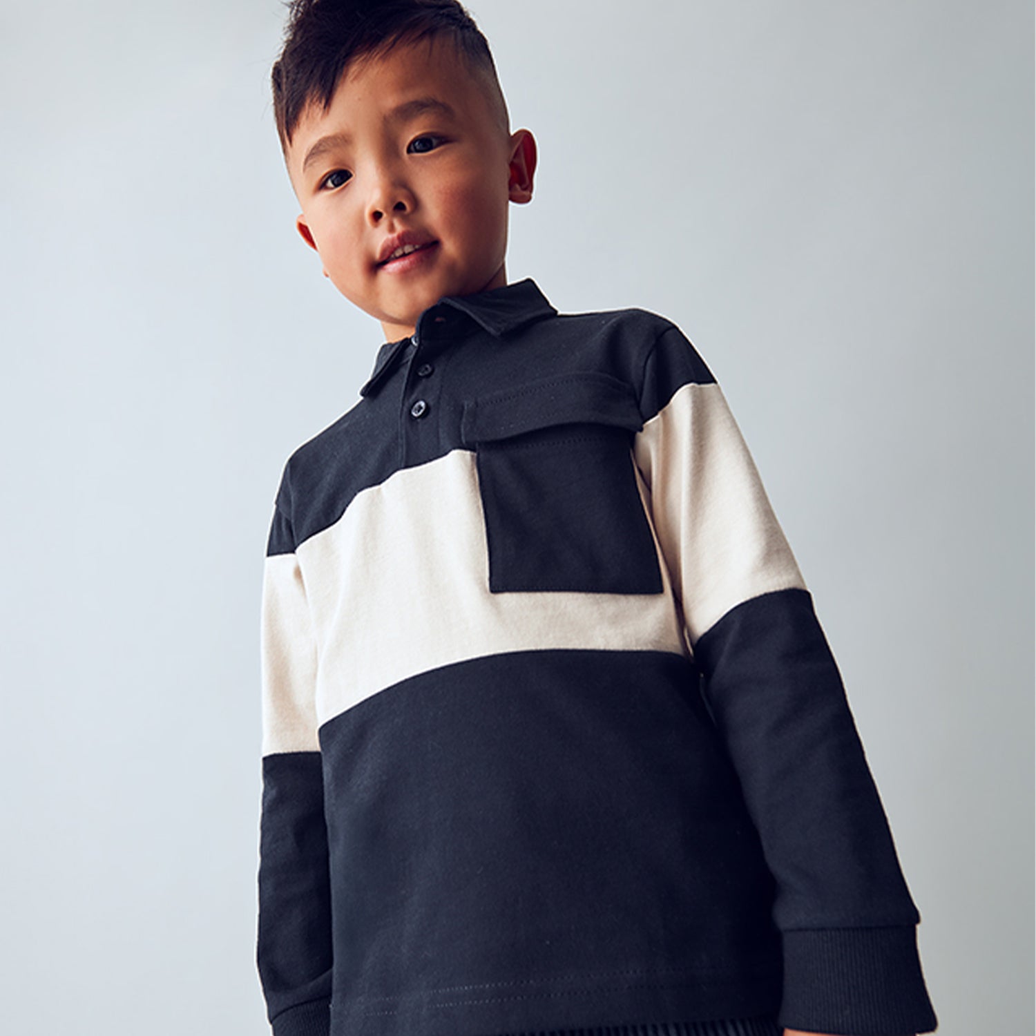 Navy & Cream Polo Top