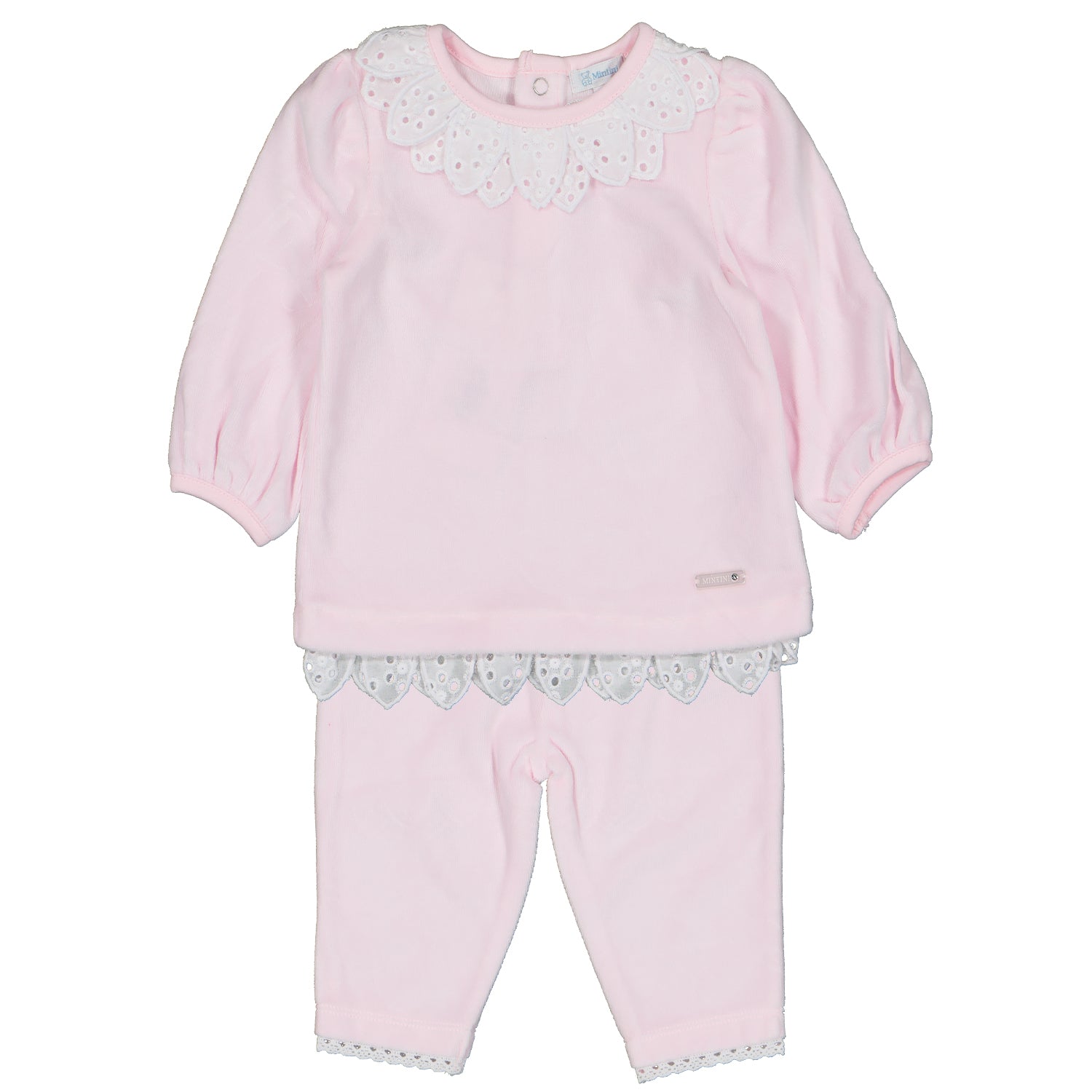 Pink Lace Collar Velour Set
