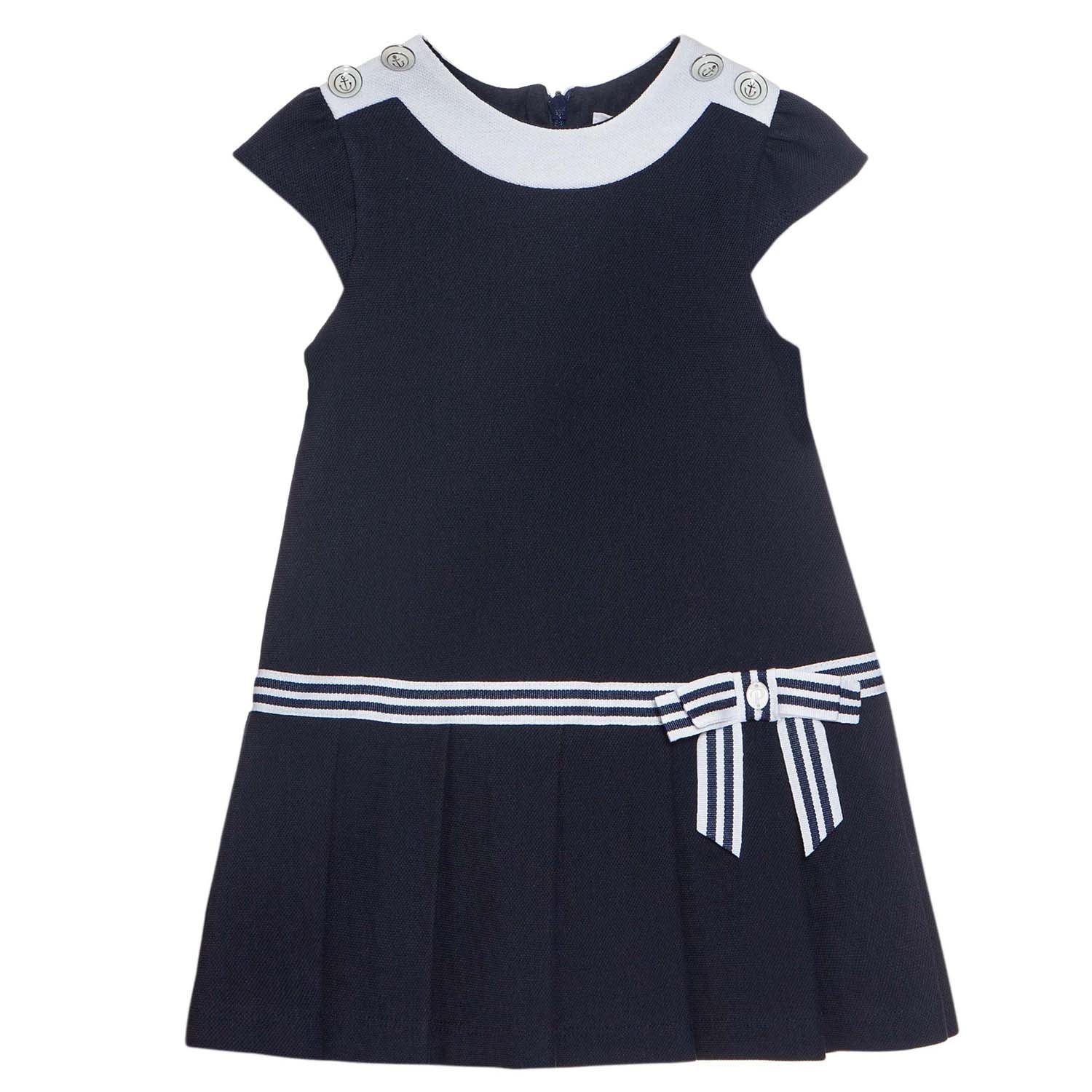 Navy And White Pleat Dress