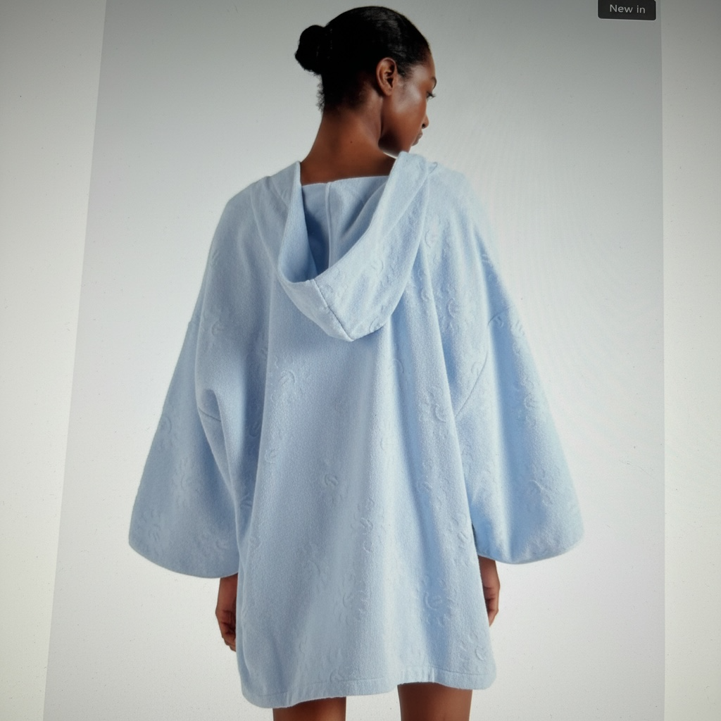 Sunny Towelling Hooded poncho - Ice  Blue