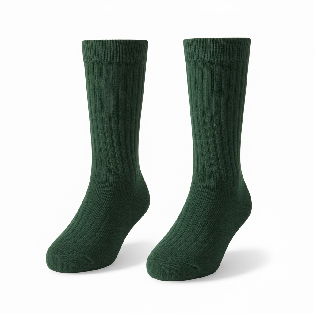 Bottle Green Ribbed Knee High Sock