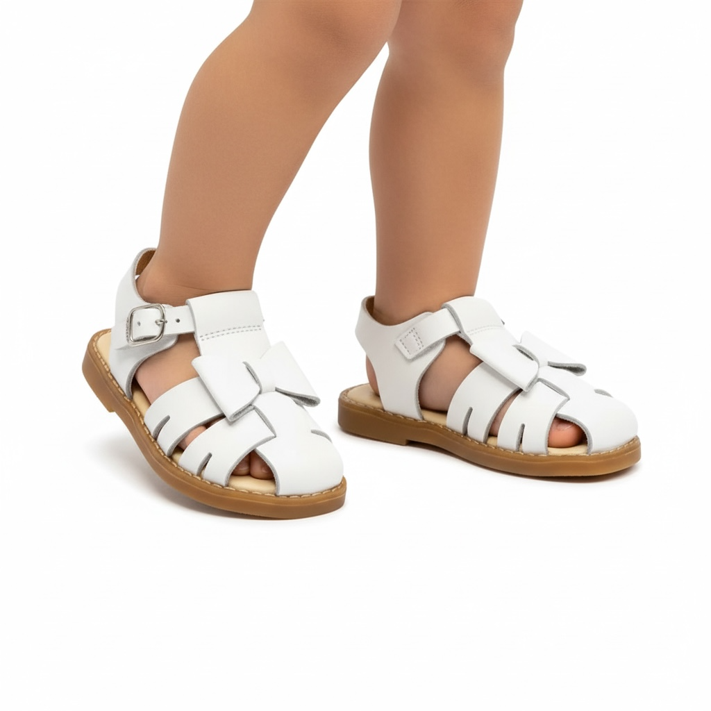 White Bow Cage Sandal