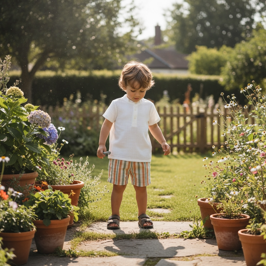 Khaki & Orange Stripe Short Set