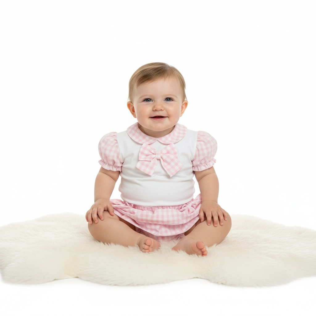 Pink Gingham Bloomer Pant Set