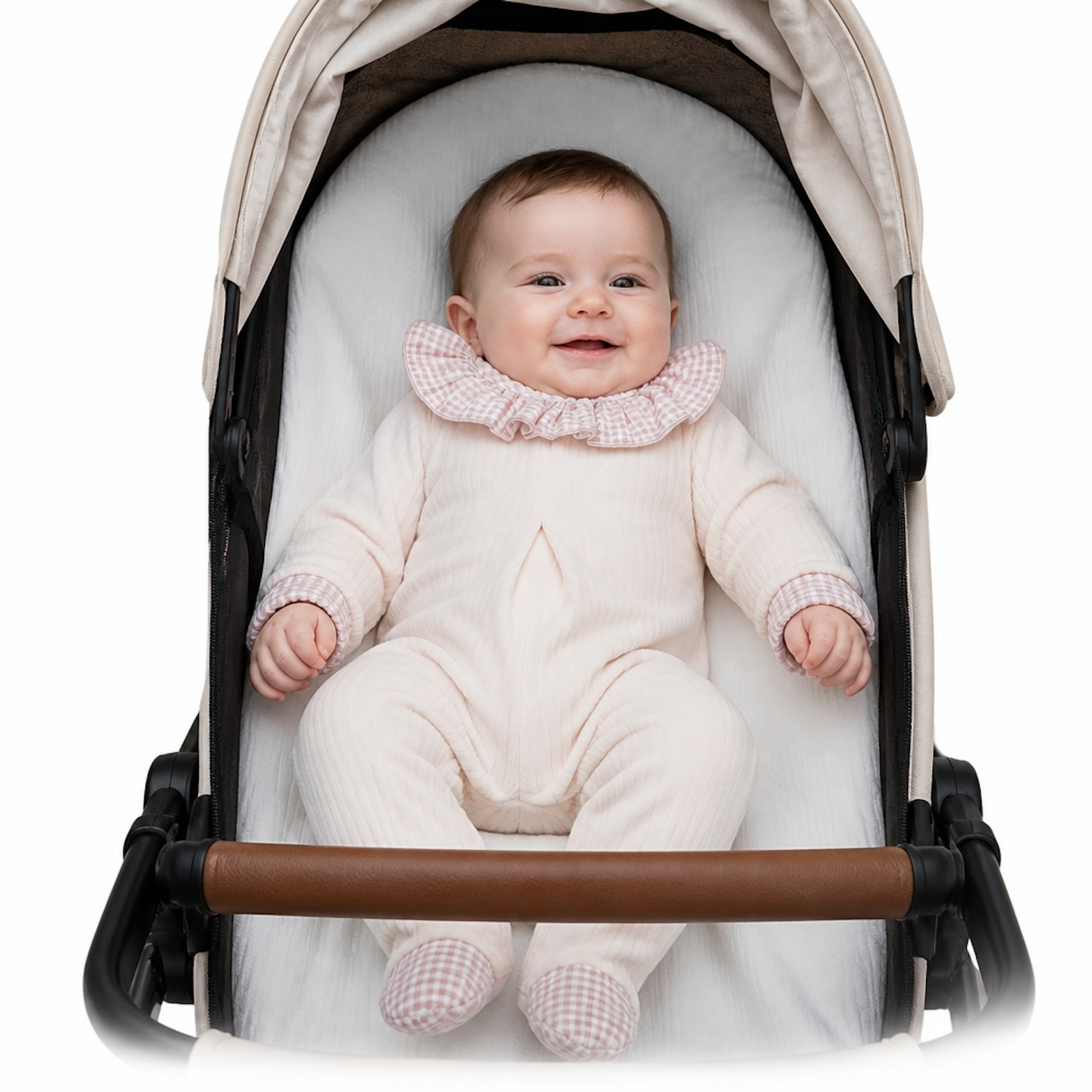 Salmon Velour Ribbed Babygrow