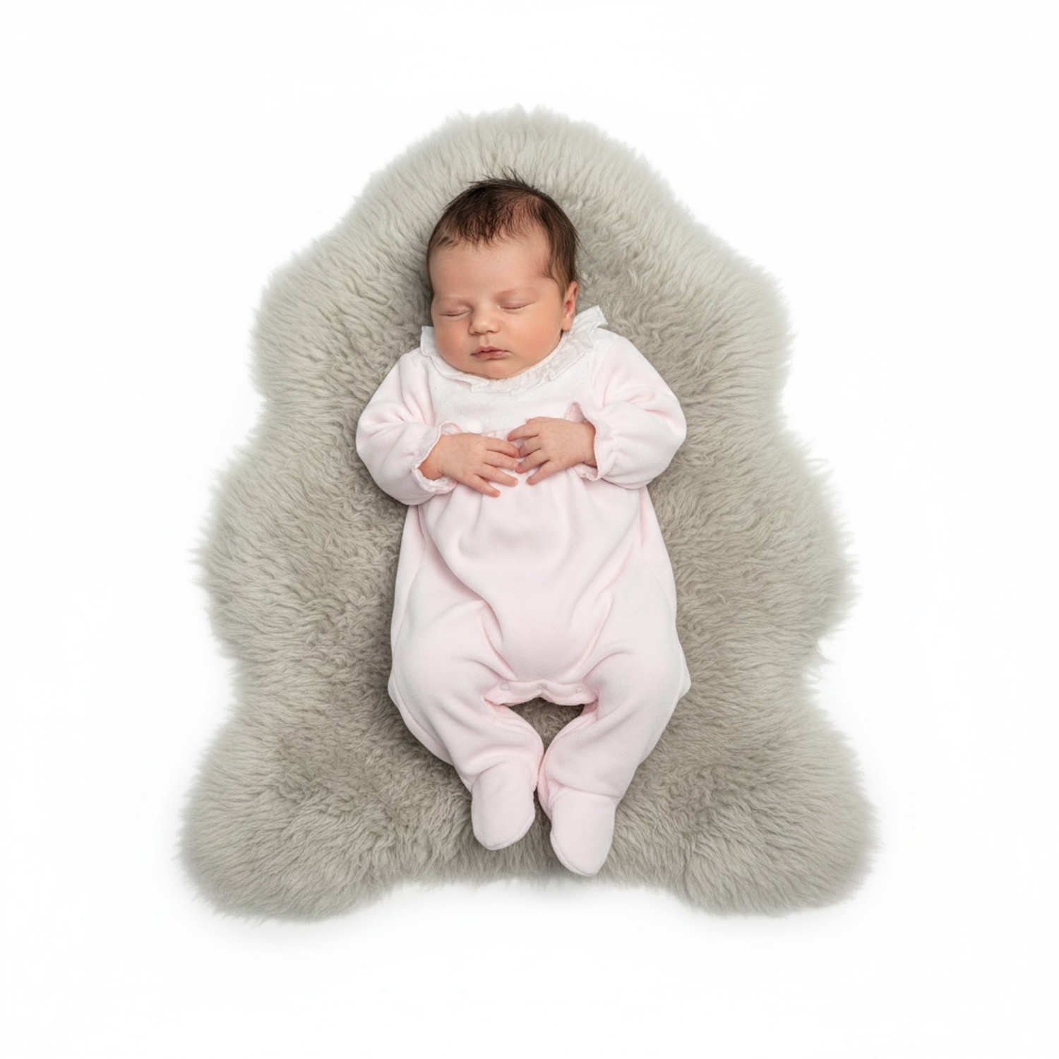 Pink Velour Plumetti Trim Babygrow